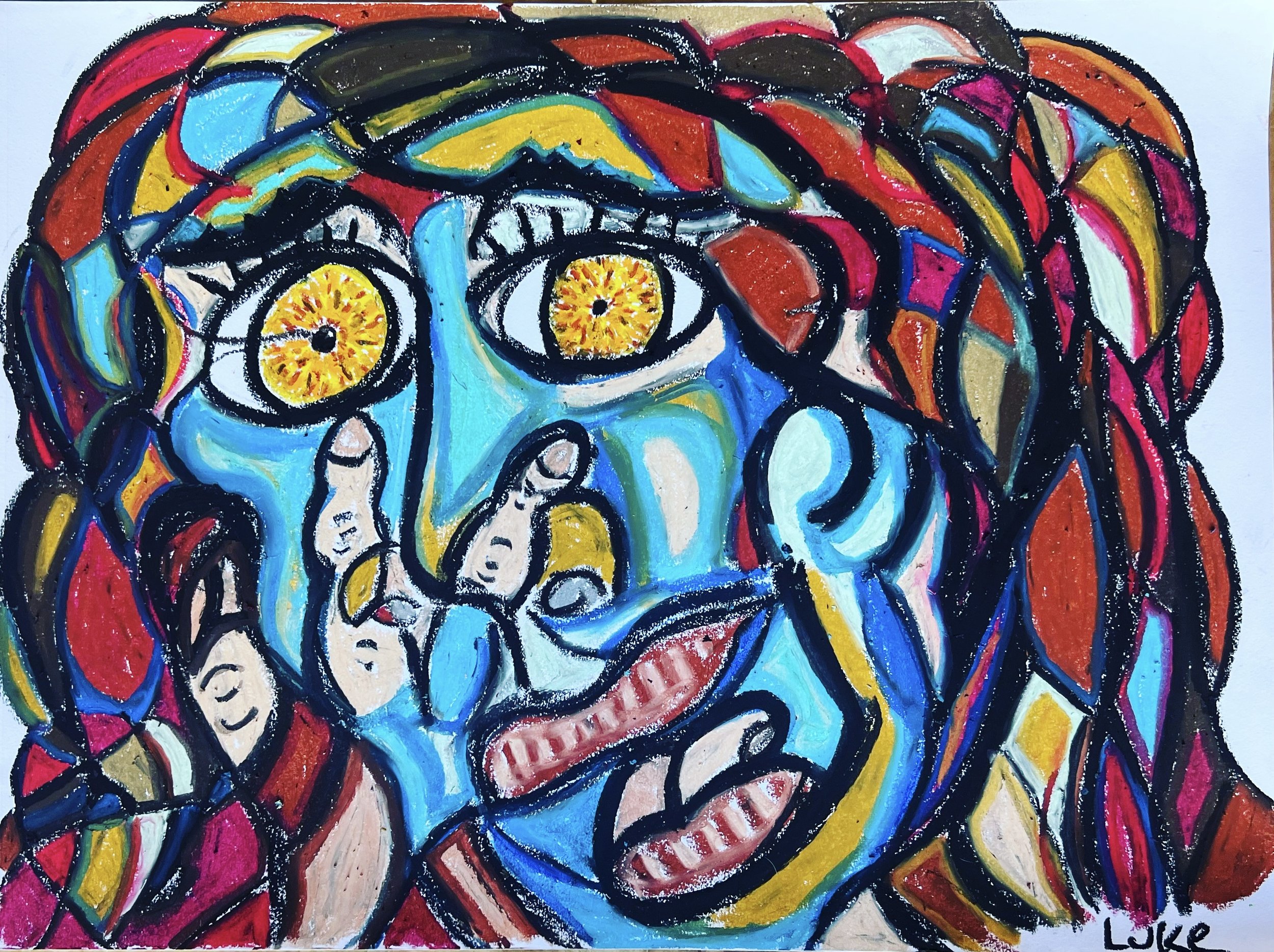 "I Can't Feel My Face" | Oil Pastel on Paper | 18"X24" | 2022