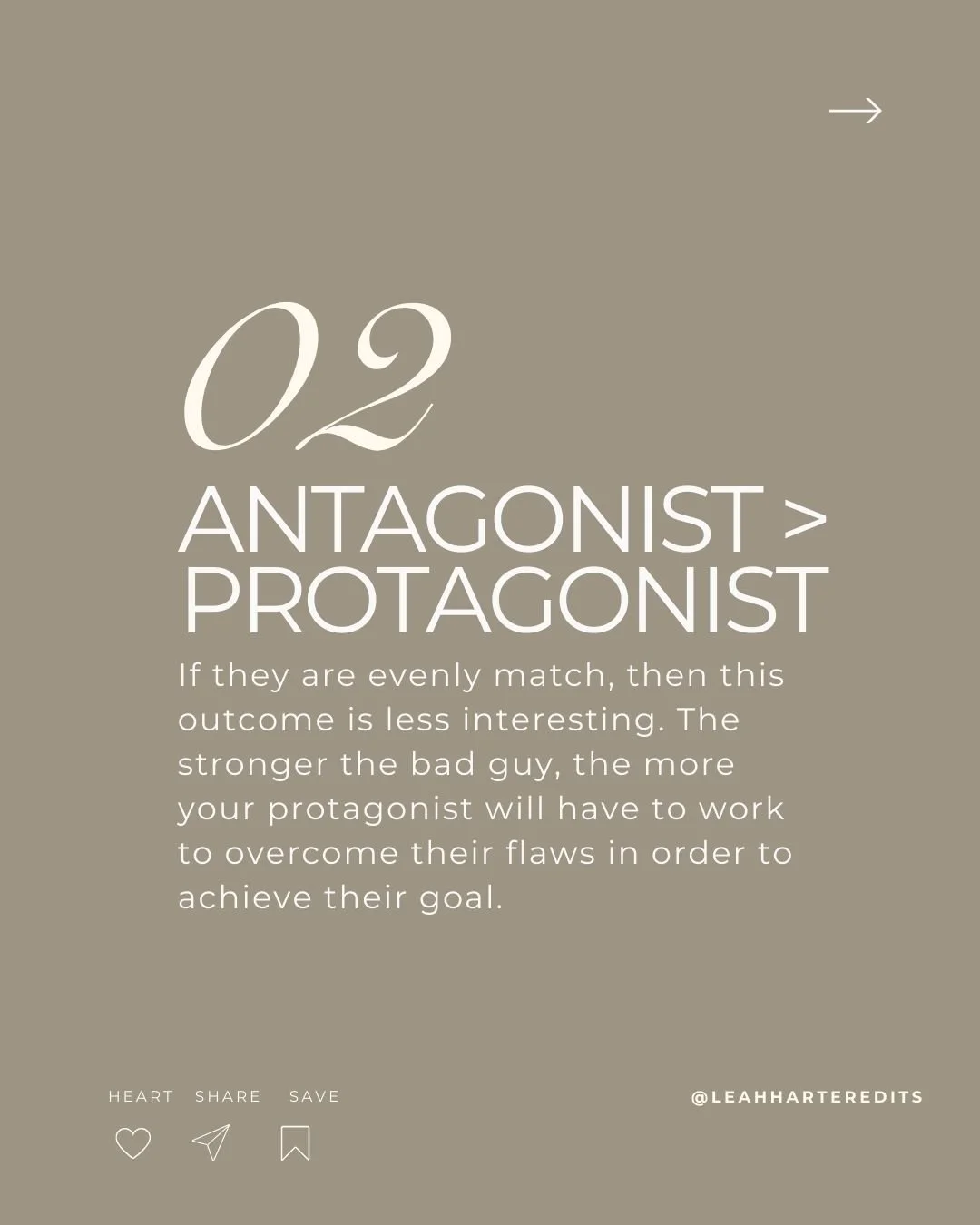 Image explaining that the antagonist should be stronger than the protagonist.