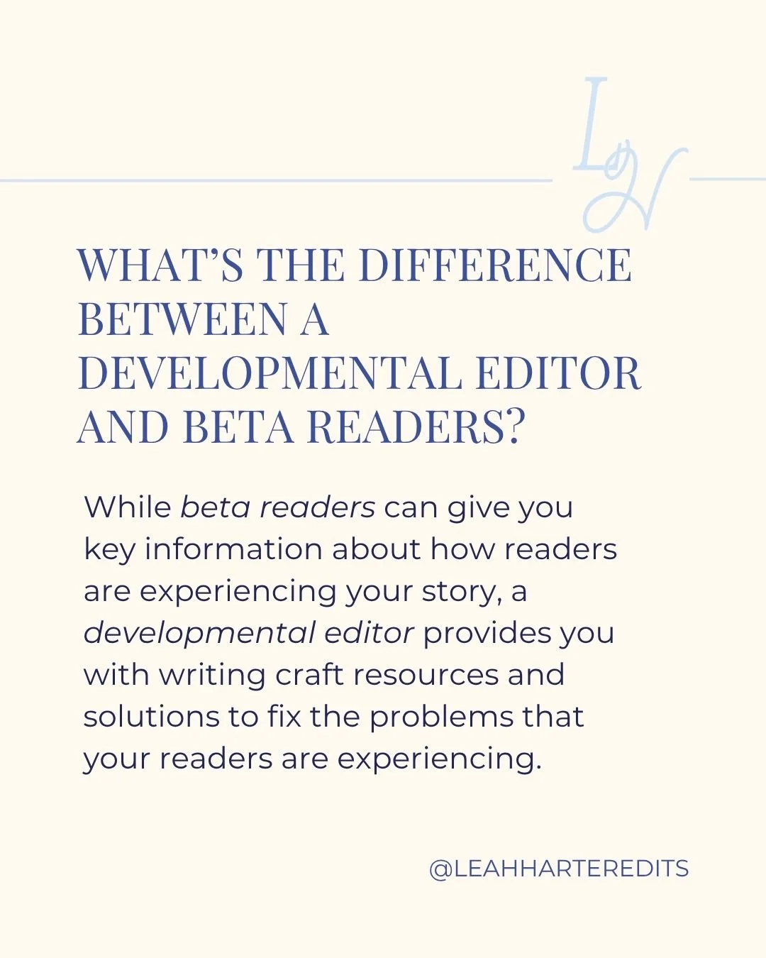 Image explaining the difference between a developmental editor and beta readers.