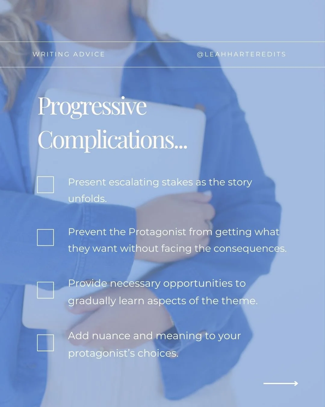 image of an editor with a checklist on progressive complications.