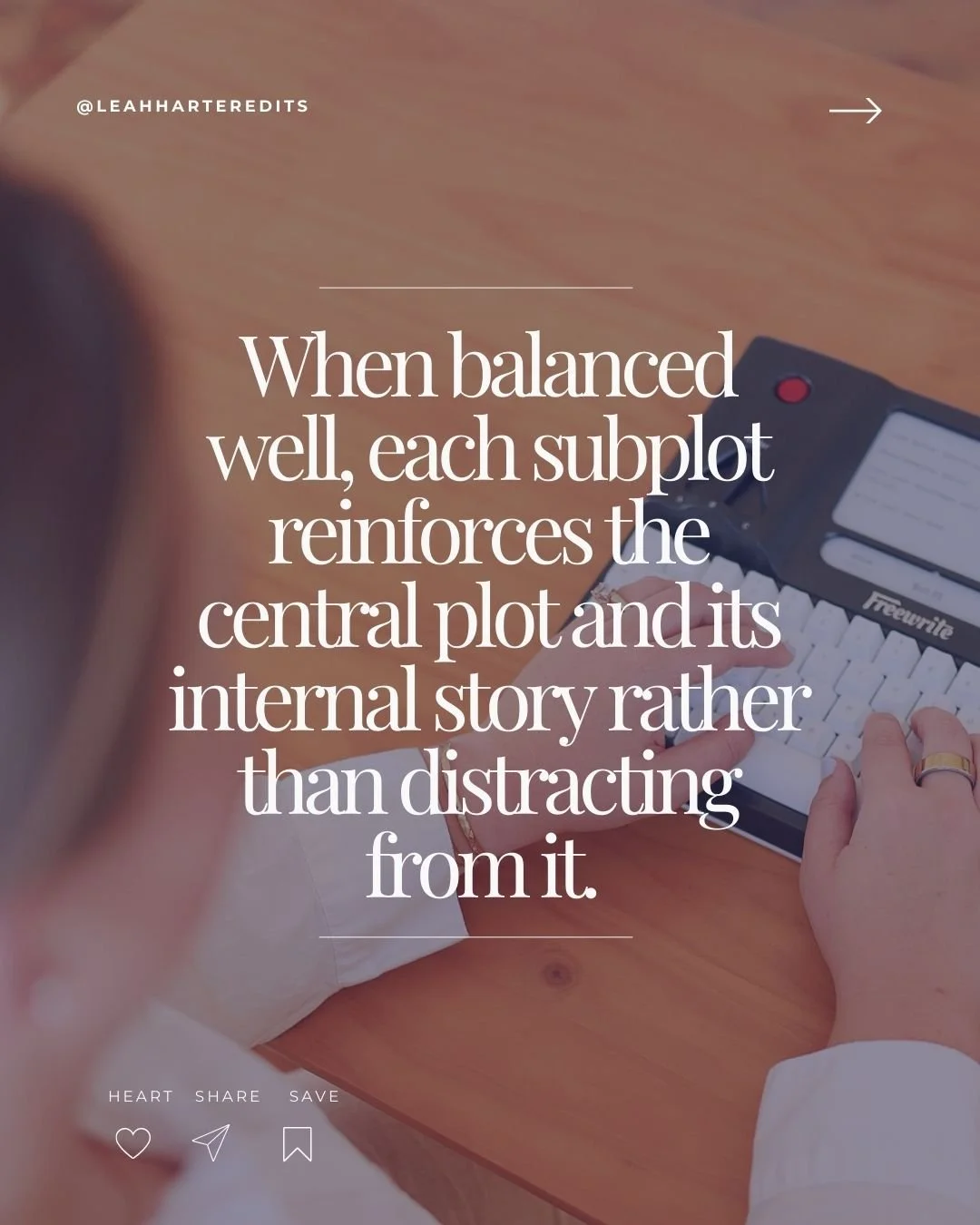 Image of an editor typing explaining the difference between subplots and main plots.