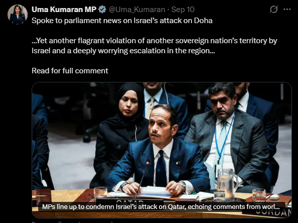Commenting on Israel’s attack on Doha