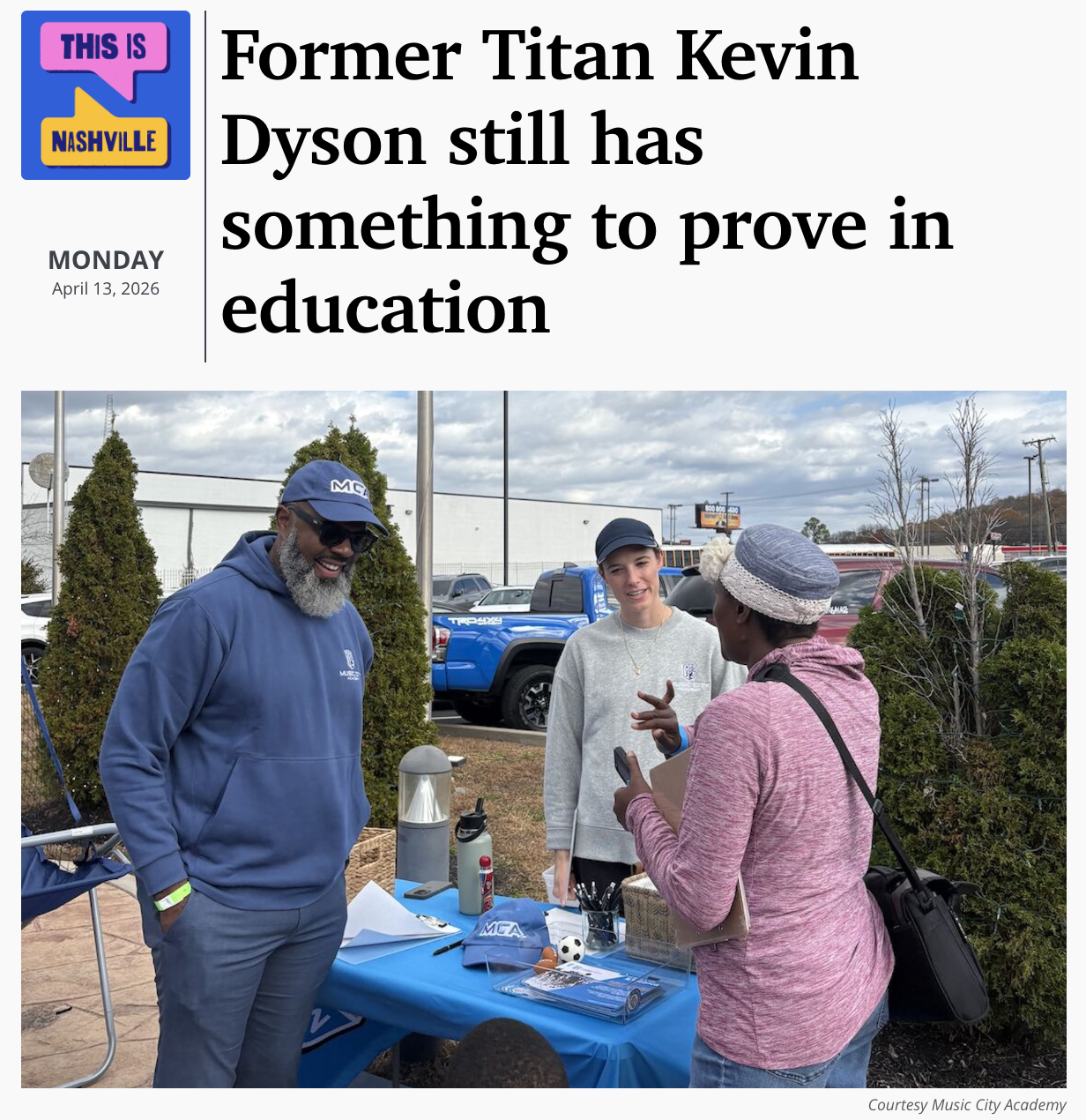 WPLN: Former Titan Kevin Dyson still has something to prove in education