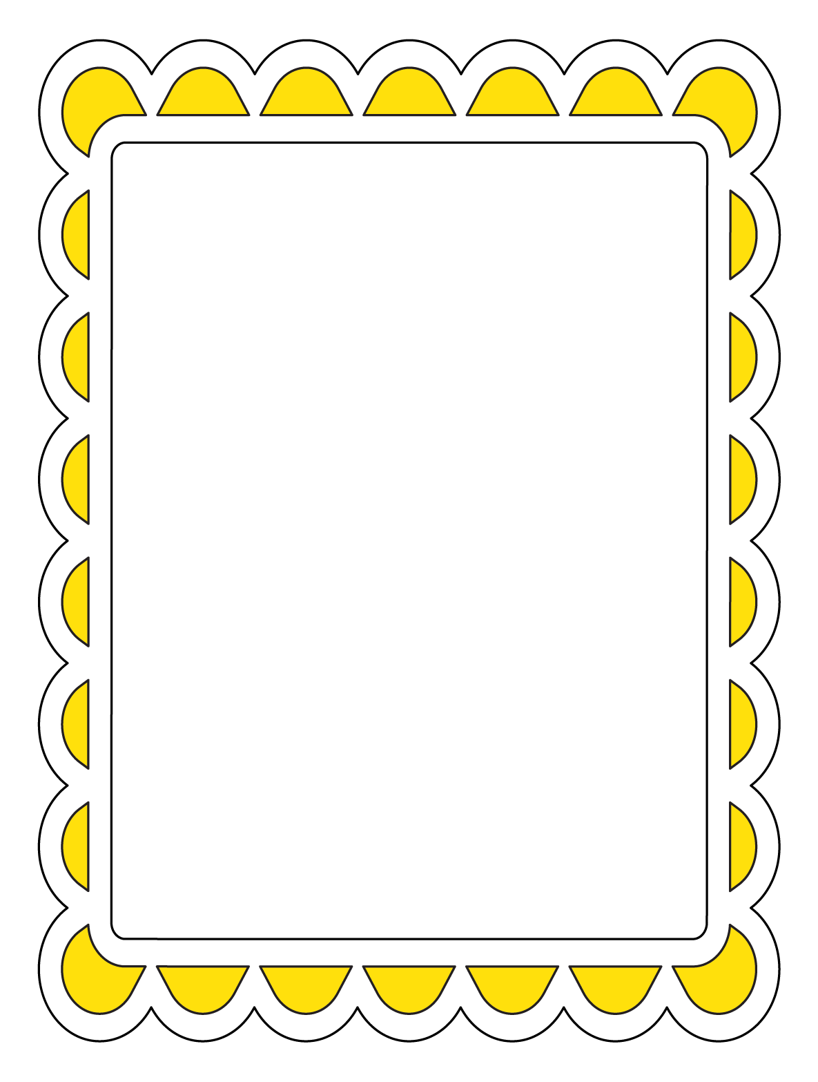 A decorative blackboard with a yellow scalloped border and a white outline.