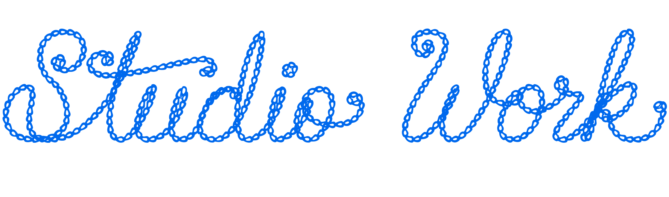 Blue cursive text that reads "Just Married" made to look like a rope.