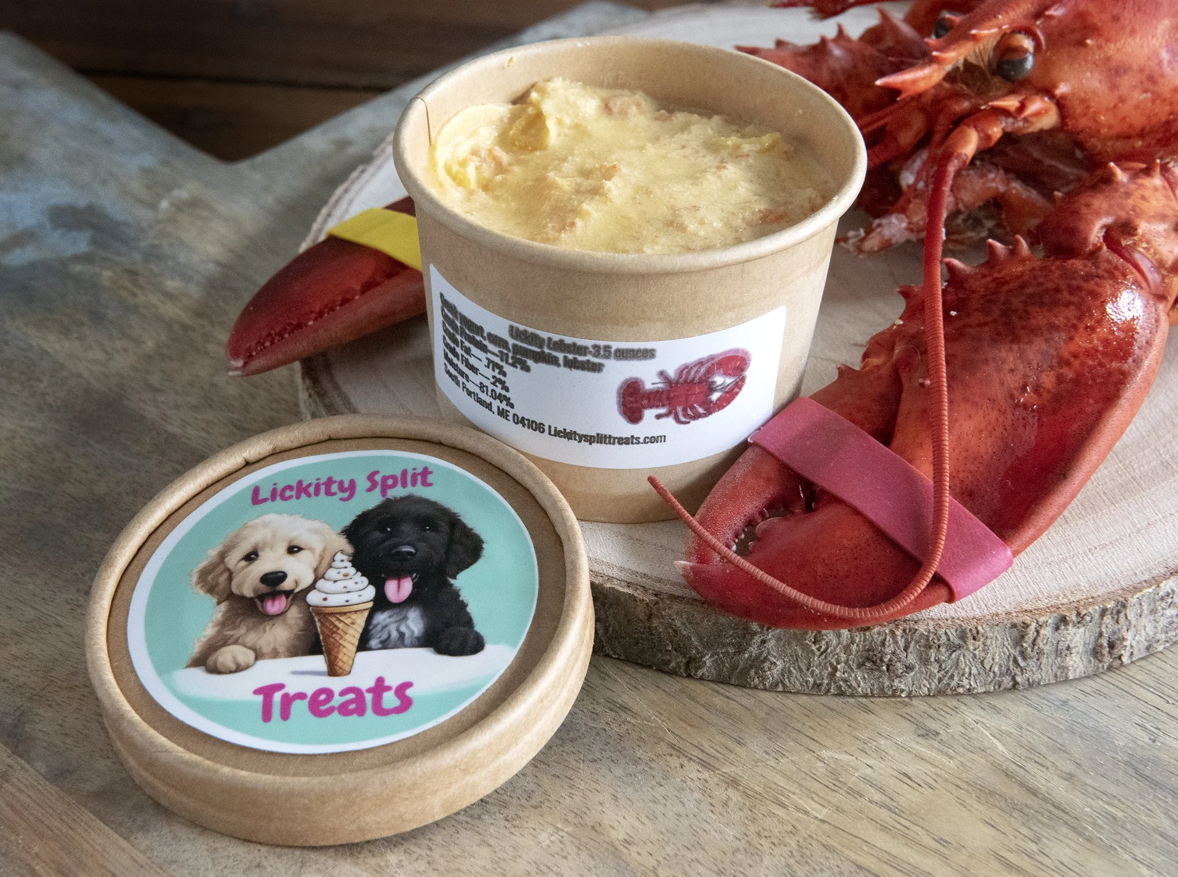 Lickity Lobster Dog Ice Cream: the only dog ice cream with REAL lobster in it!