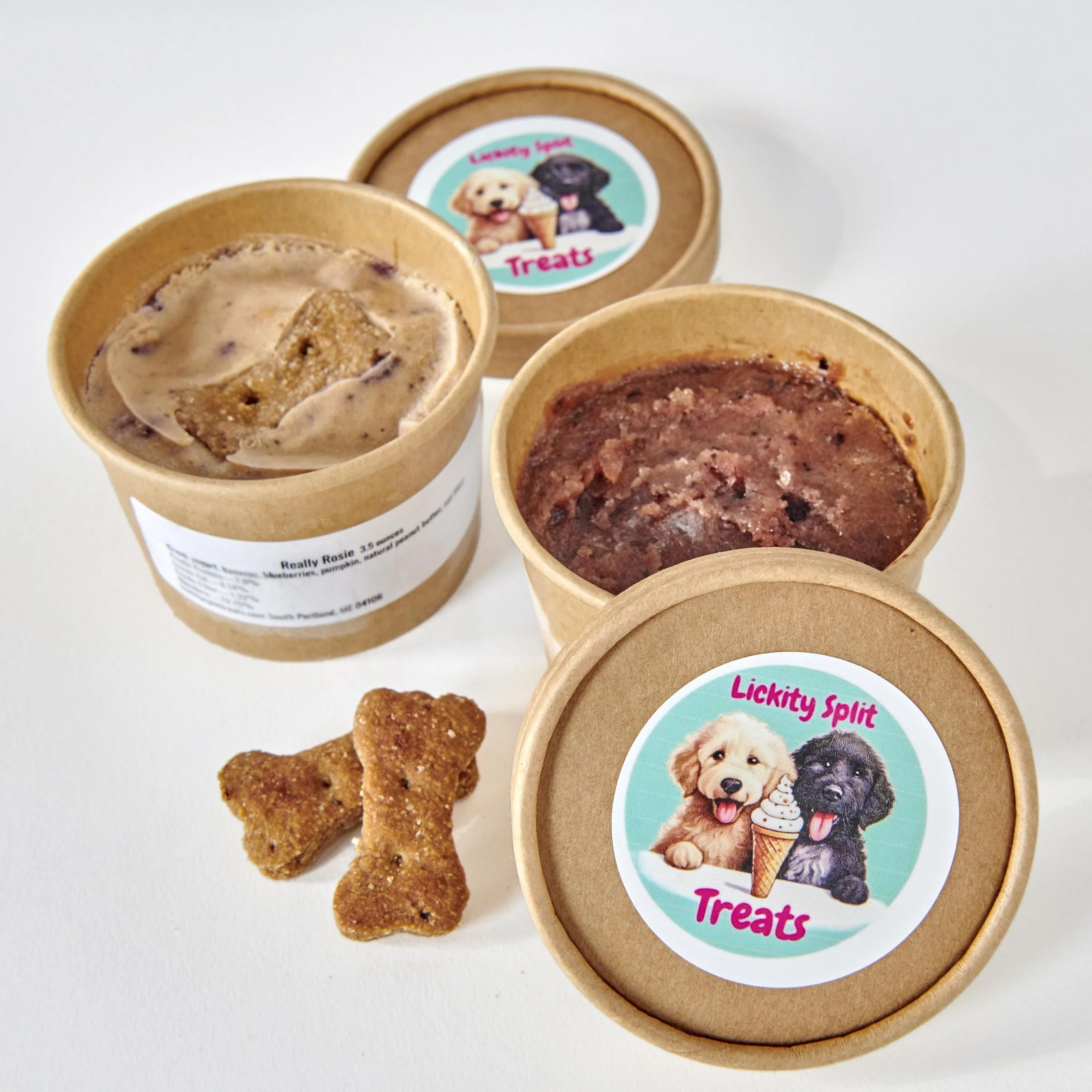 Really Rosie Lickity Split Treats Ice Cream and Hippy Harry Lickity Split Treats ice cream: luxury dog ice cream for health conscious dog parents