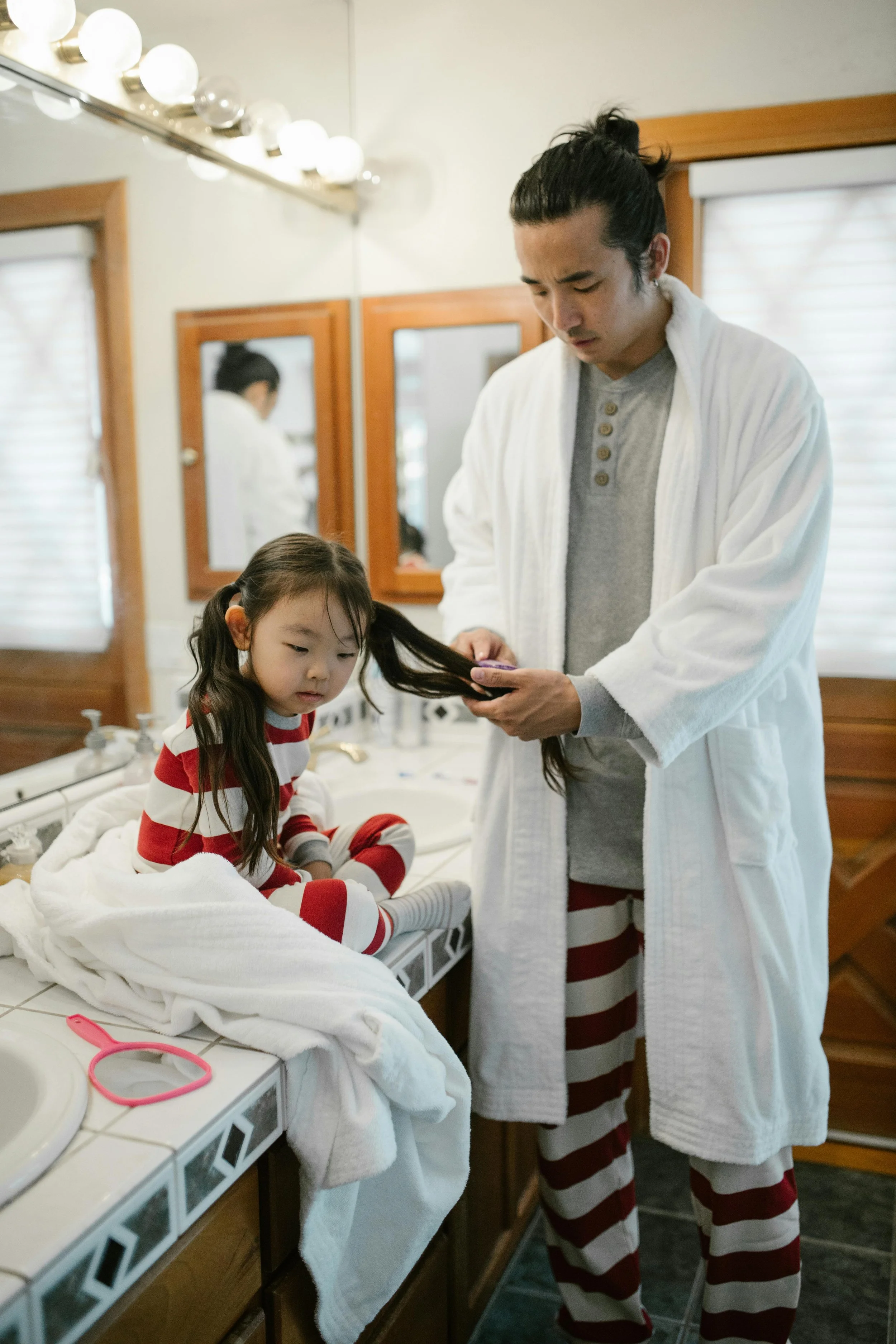 father and daughter morning routine