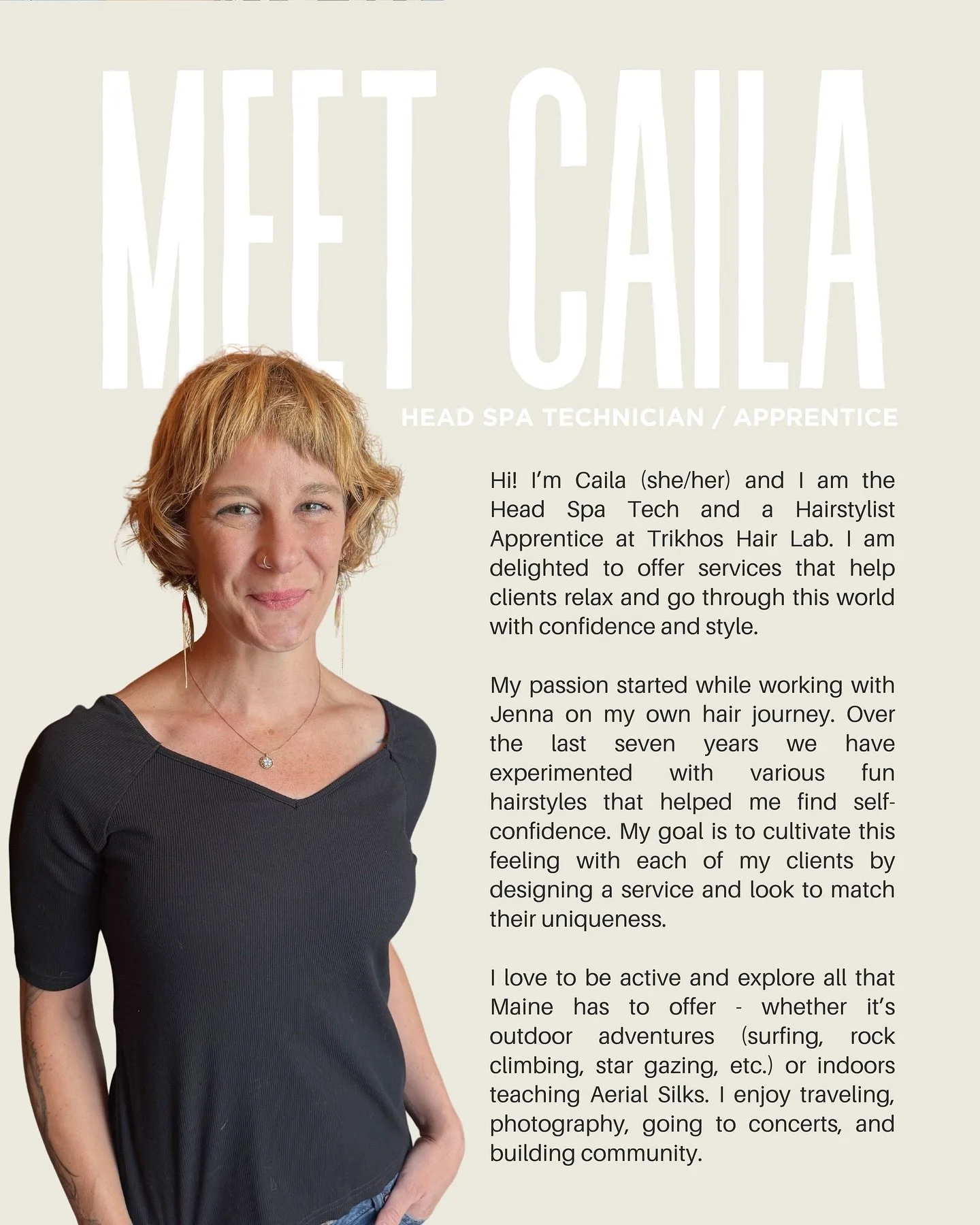 Meet Caila!

We&rsquo;re thrilled to welcome Caila as Jenna&rsquo;s apprentice. She has already completed training in head spa services, which we&rsquo;re excited to officially launch this fall!
Caila brings such a positive, calming energy to our spa