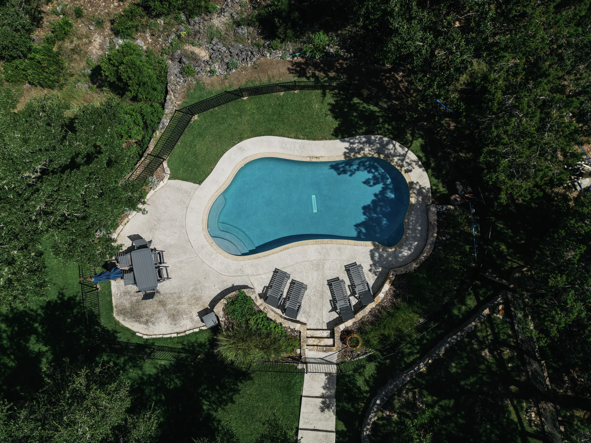 Arial shot of a new braunfels residential pool by Varsity Pools