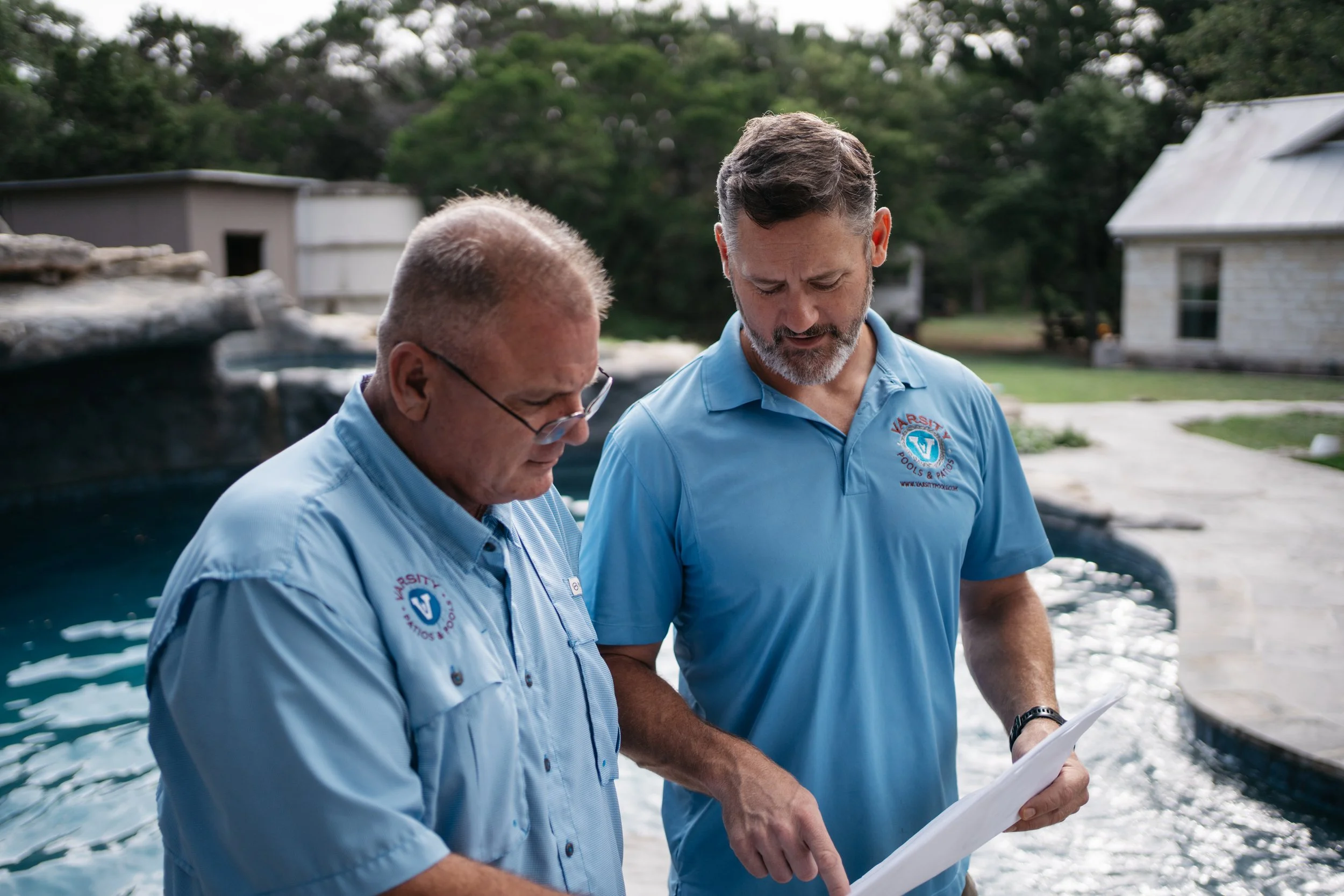Clay and his team designing and planning a pool in New Braunfels Texas