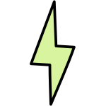 Green lightning bolt icon with black outline.