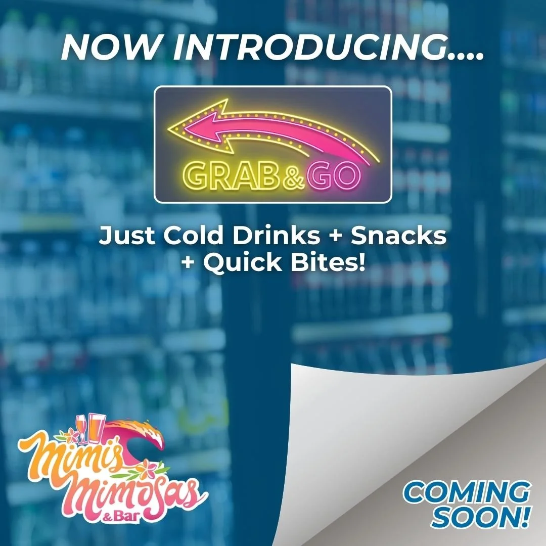 On the move? Destination Downtown Food Hall is making it even easier! 

Mimi's Mimosas new Grab &amp; Go section is coming soon, and it will be packed with cold drinks, six packs, snacks, and quick bites perfect for the beach, the office, or wherever
