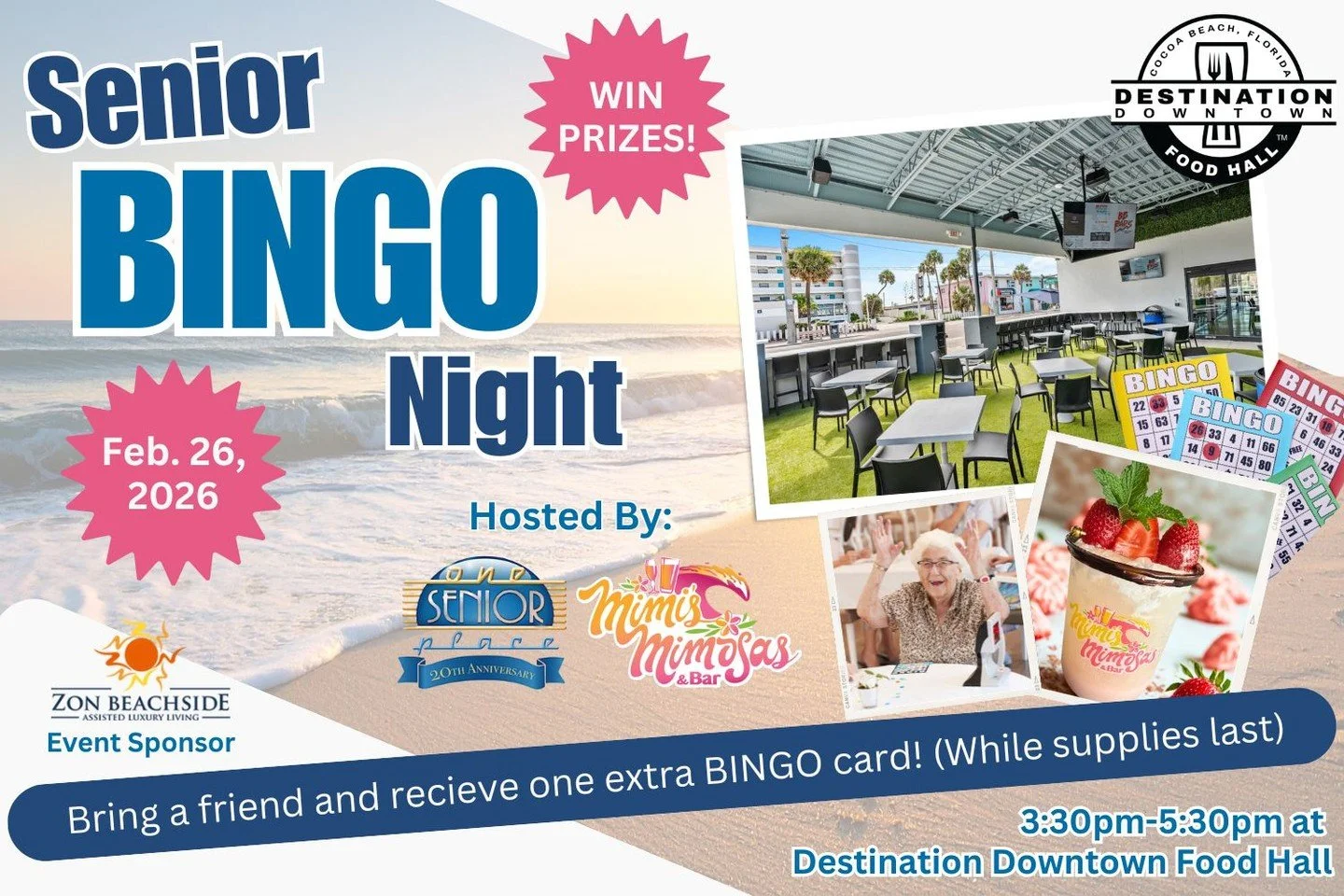 It&rsquo;s almost time for Senior Bingo!

Join us tomorrow for Senior Bingo Night on February 26 from 3:30 PM to 5:30 PM for an afternoon of fun, prizes, and great company.

Bring a friend and receive an extra bingo card while supplies last.

Come en