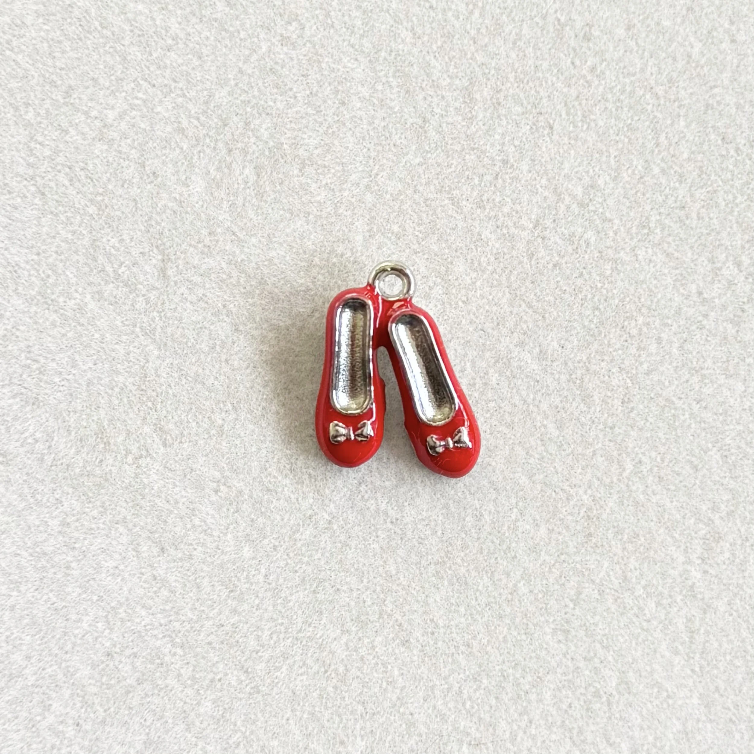 Silver Red Slippers Charm