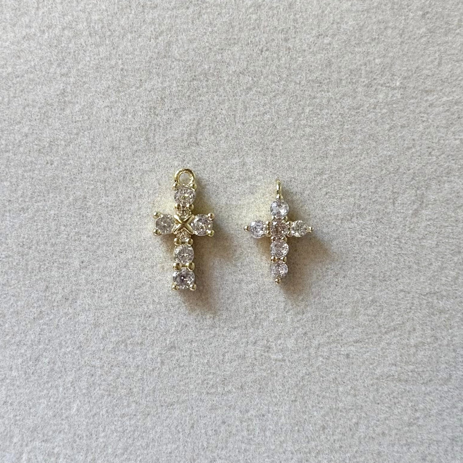 18K Small CZ Cross Charm