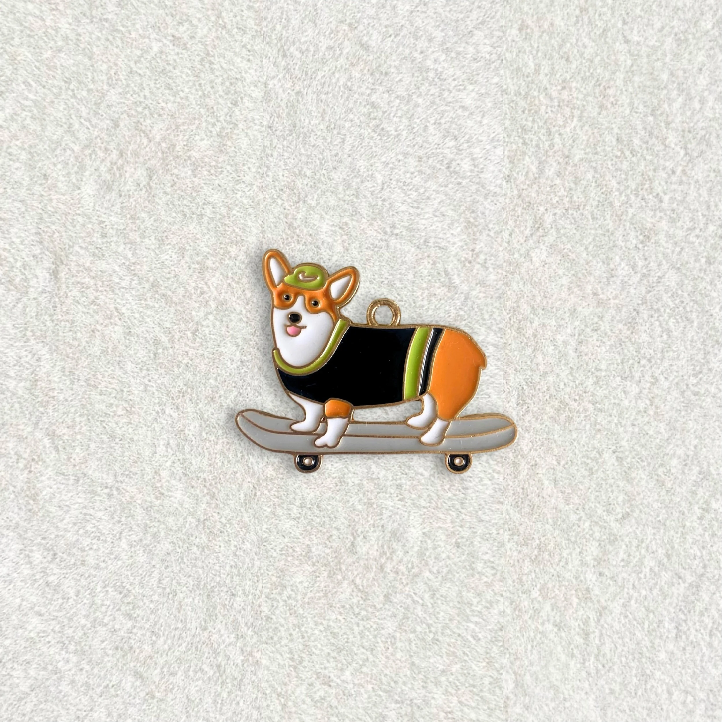 Skateboard Corgi Charm