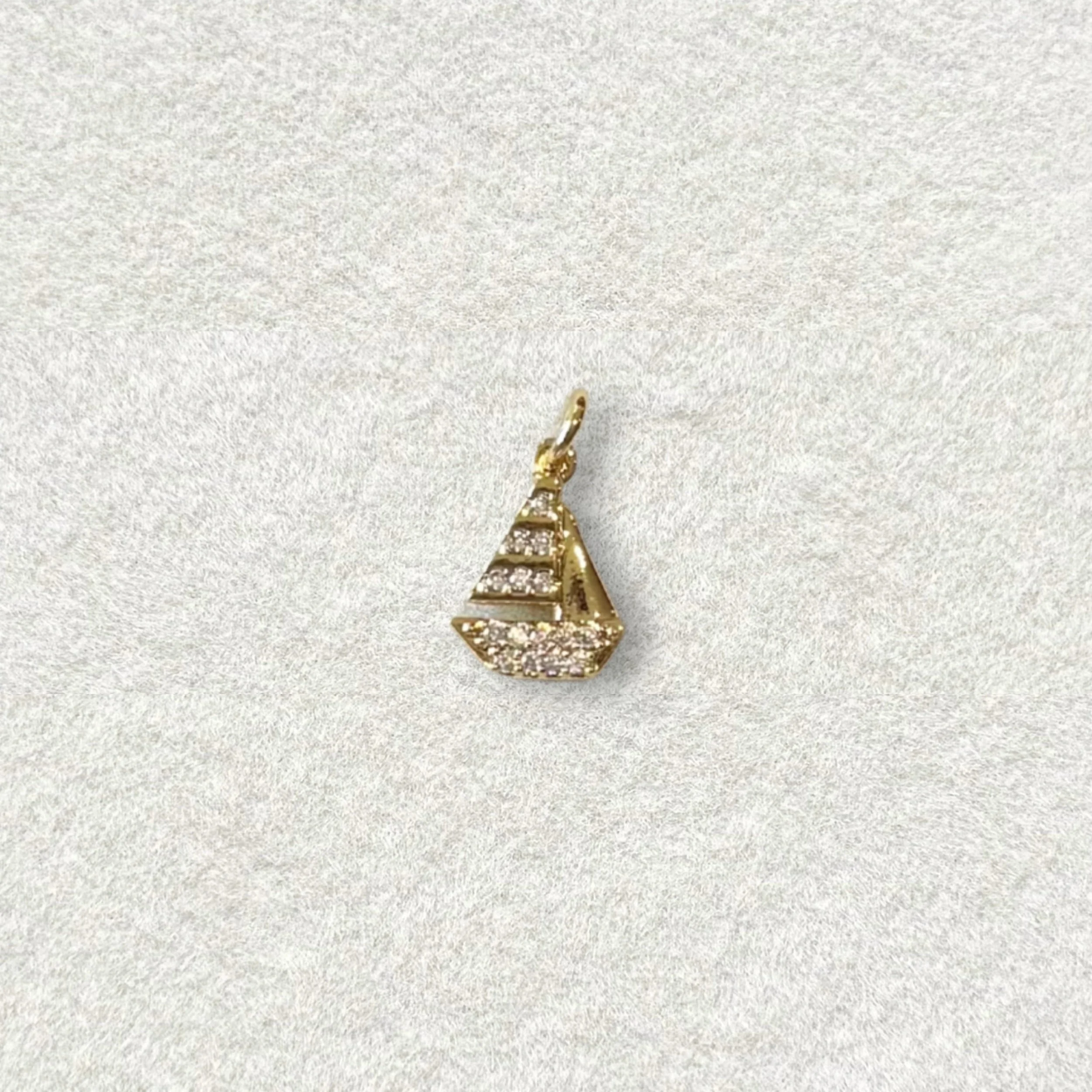 18K CZ Sailboat Charm