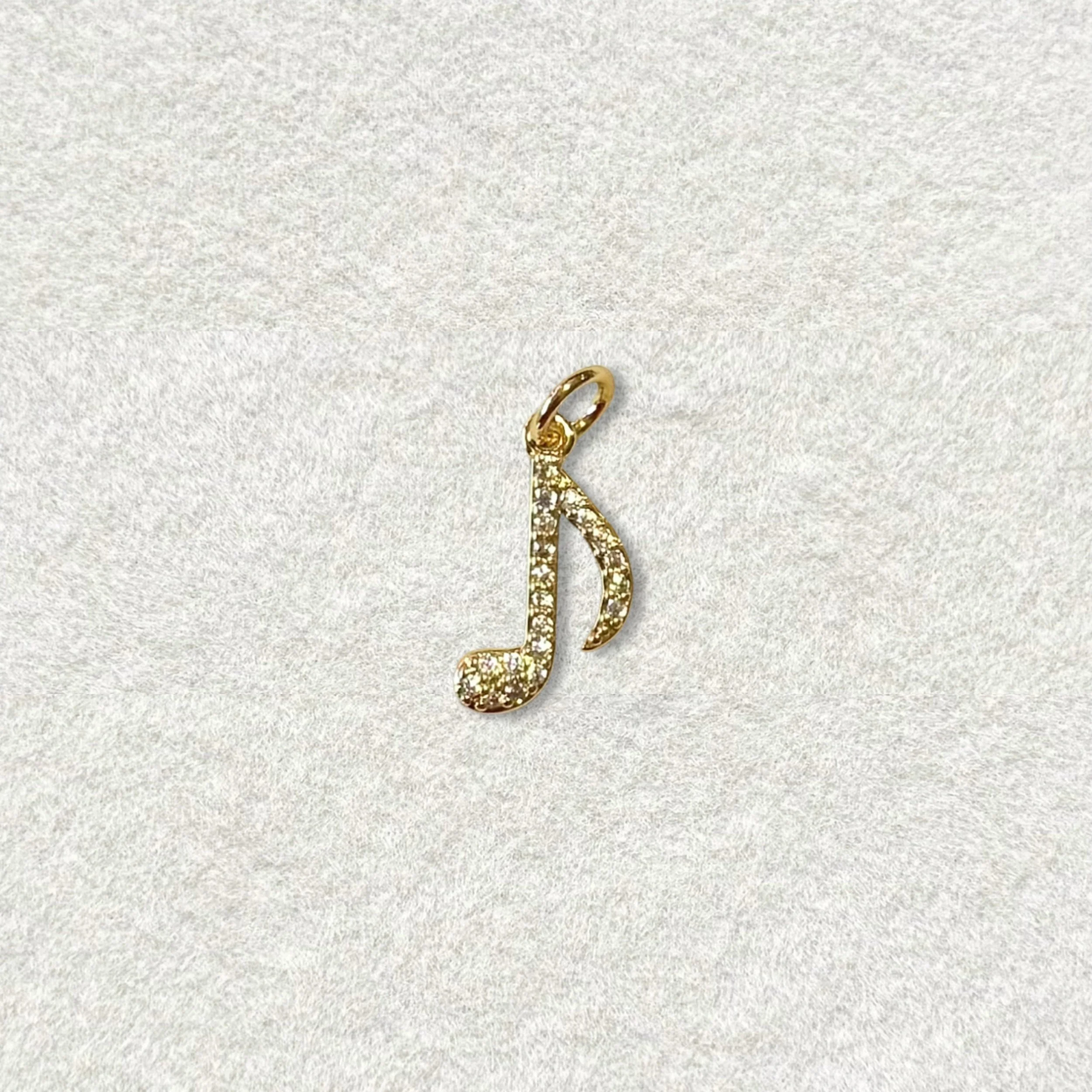 18K CZ Music Note Charm