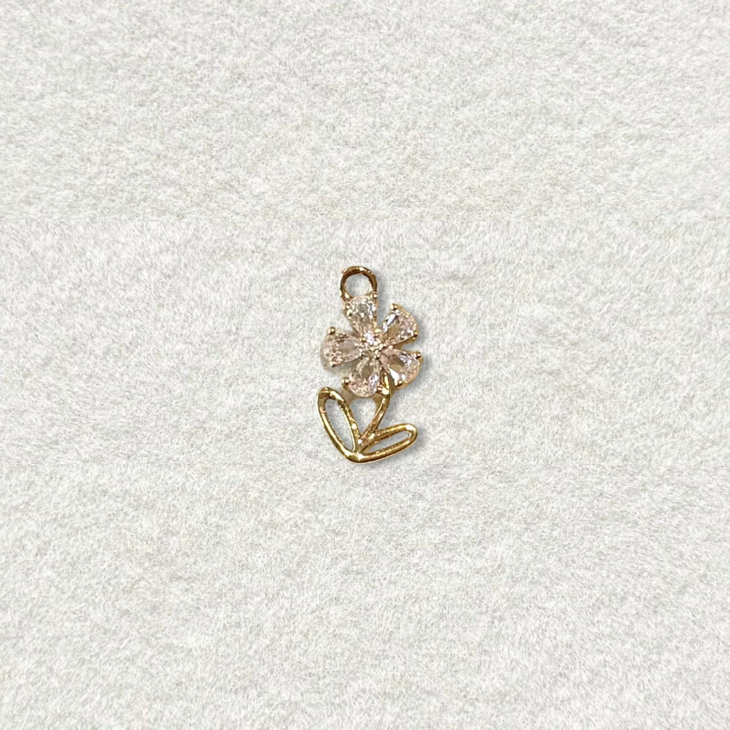 14K CZ Flower Charm