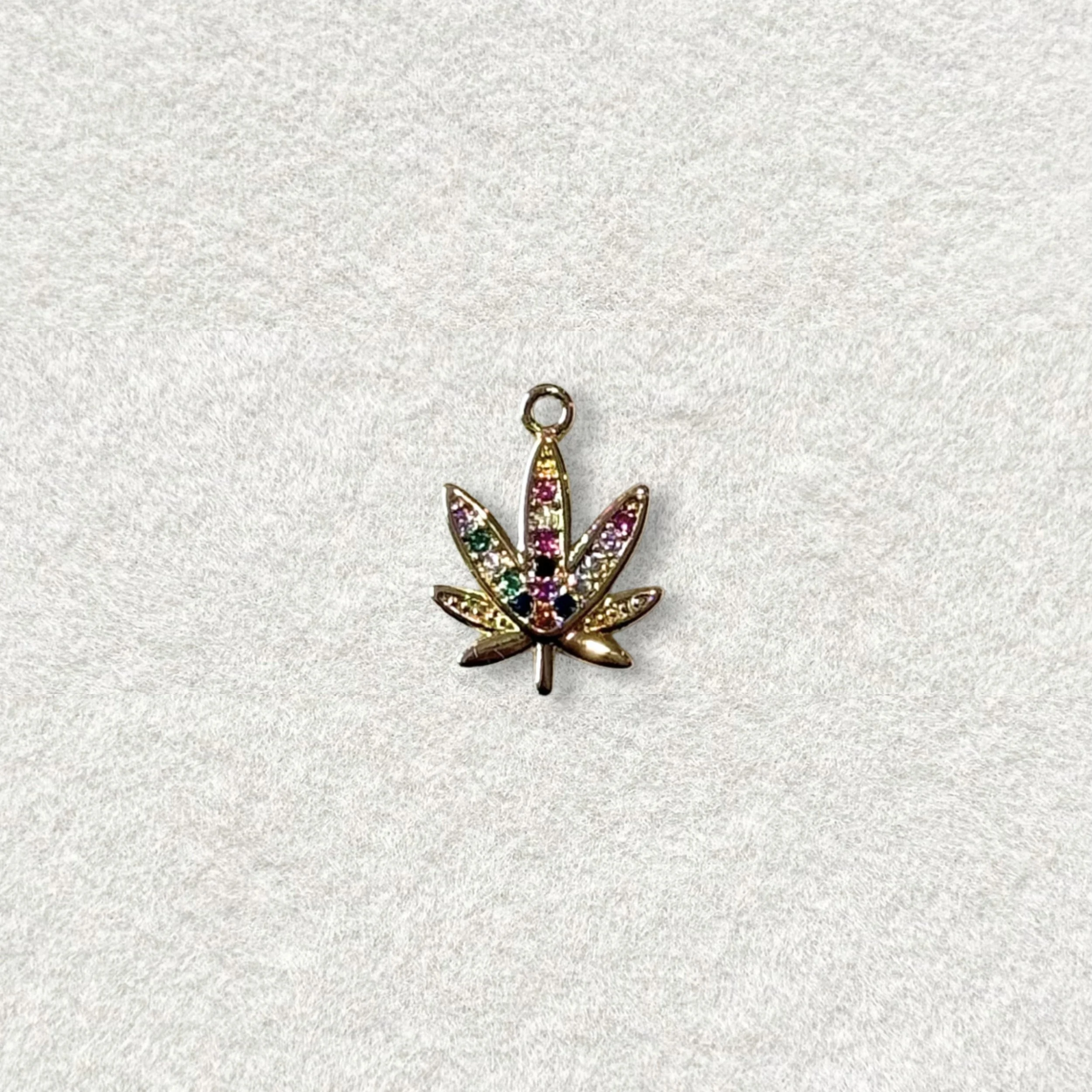 18K CZ Hemp Leaf