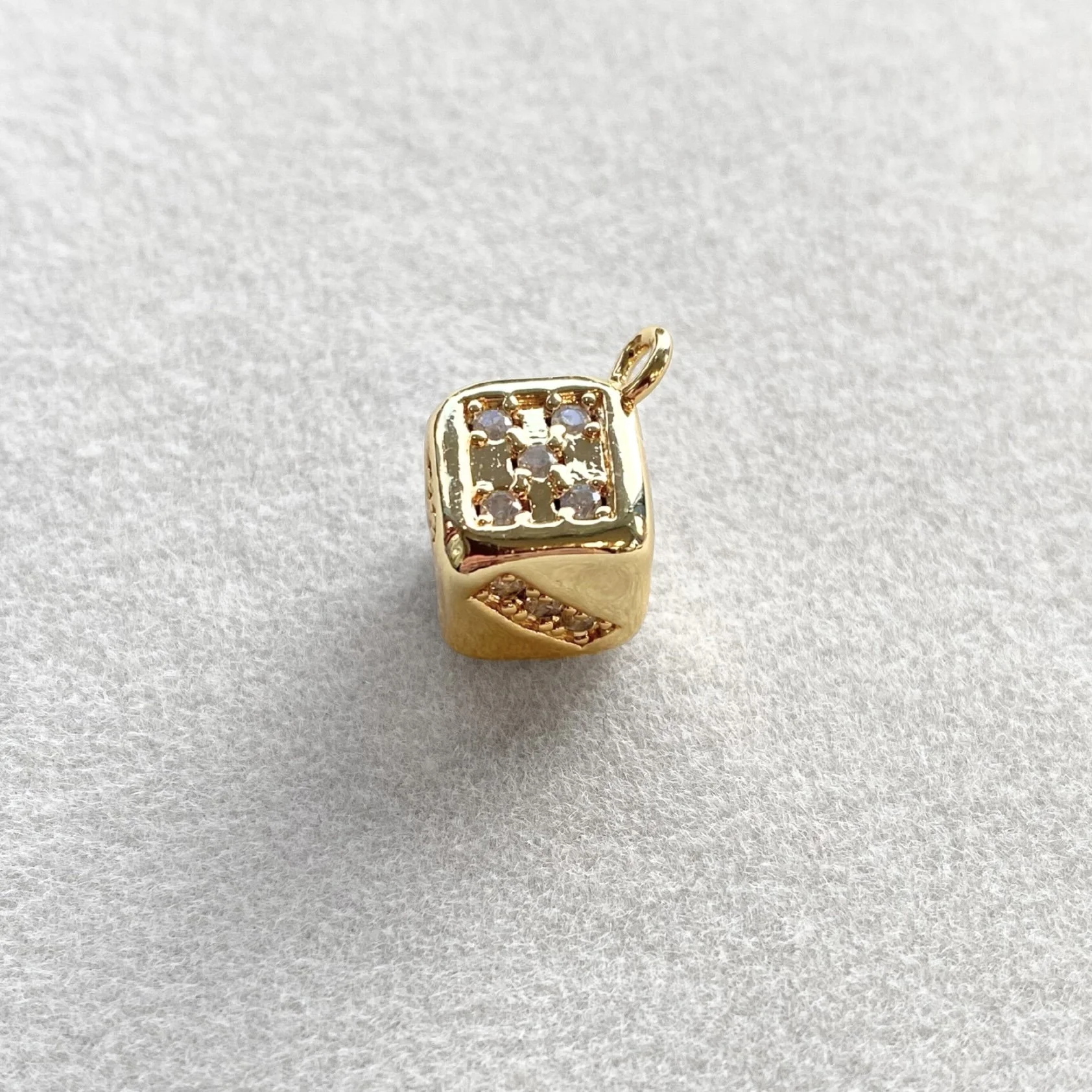 14K CZ Dice Charm