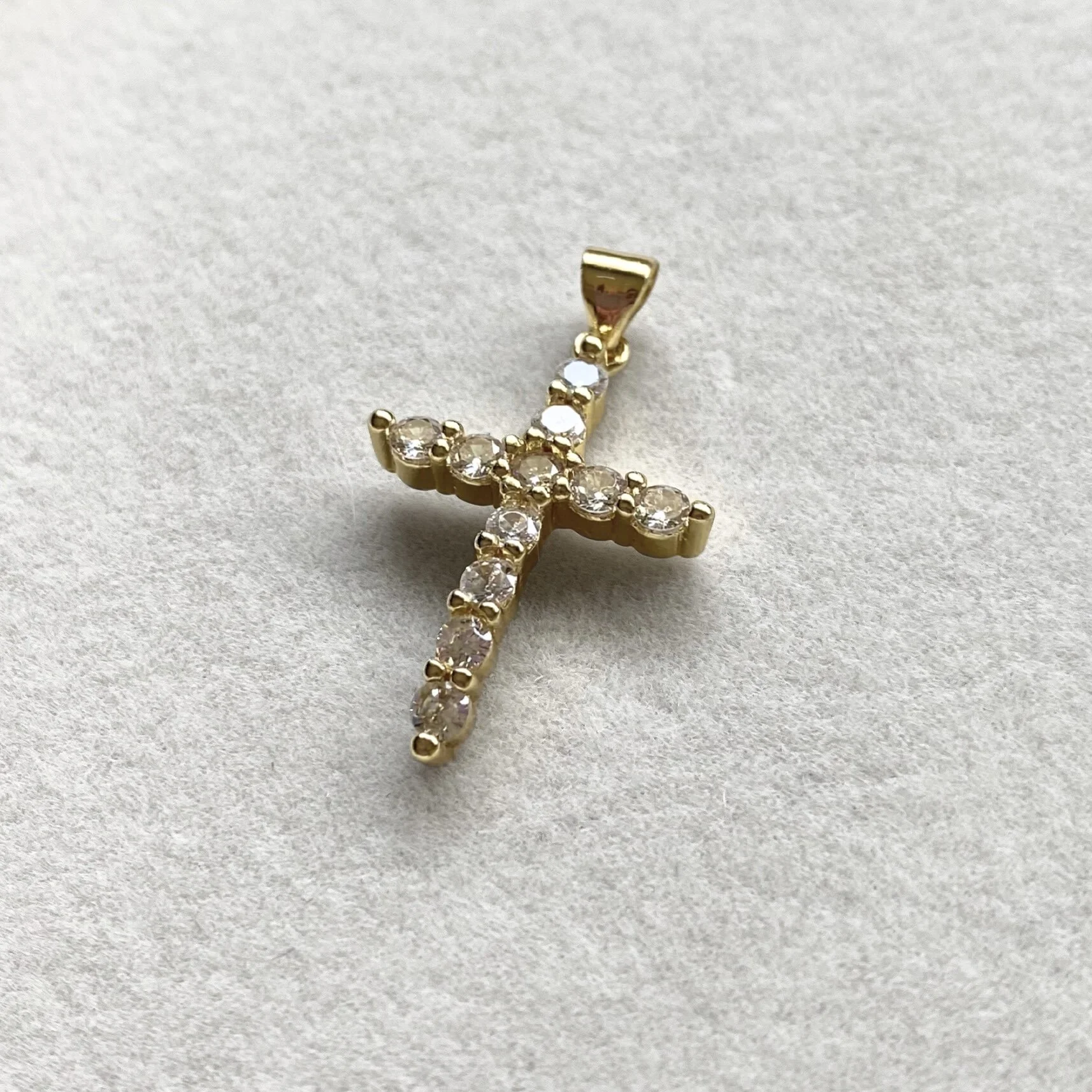 18K CZ Large Cross Pendant