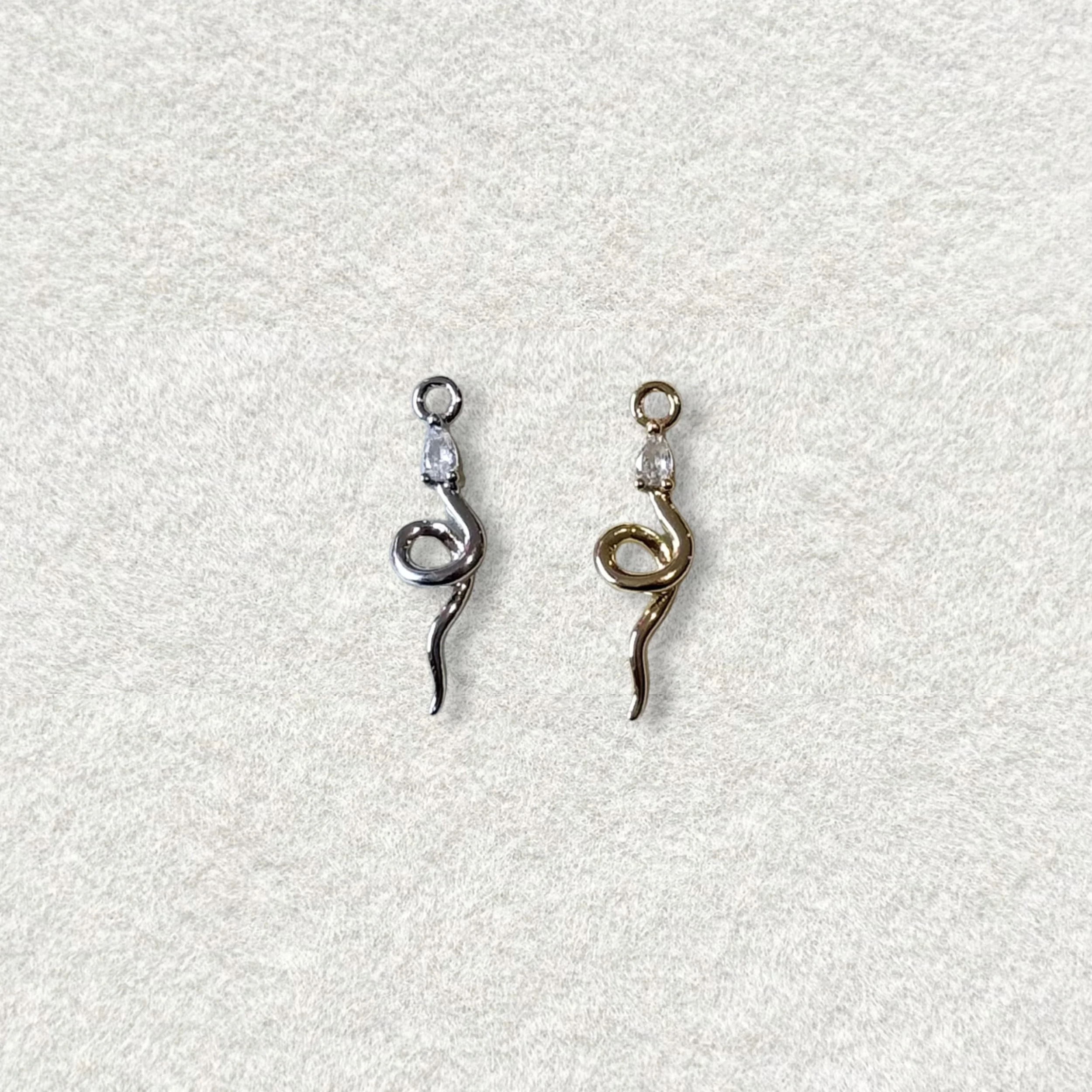 14K CZ Snake Charm