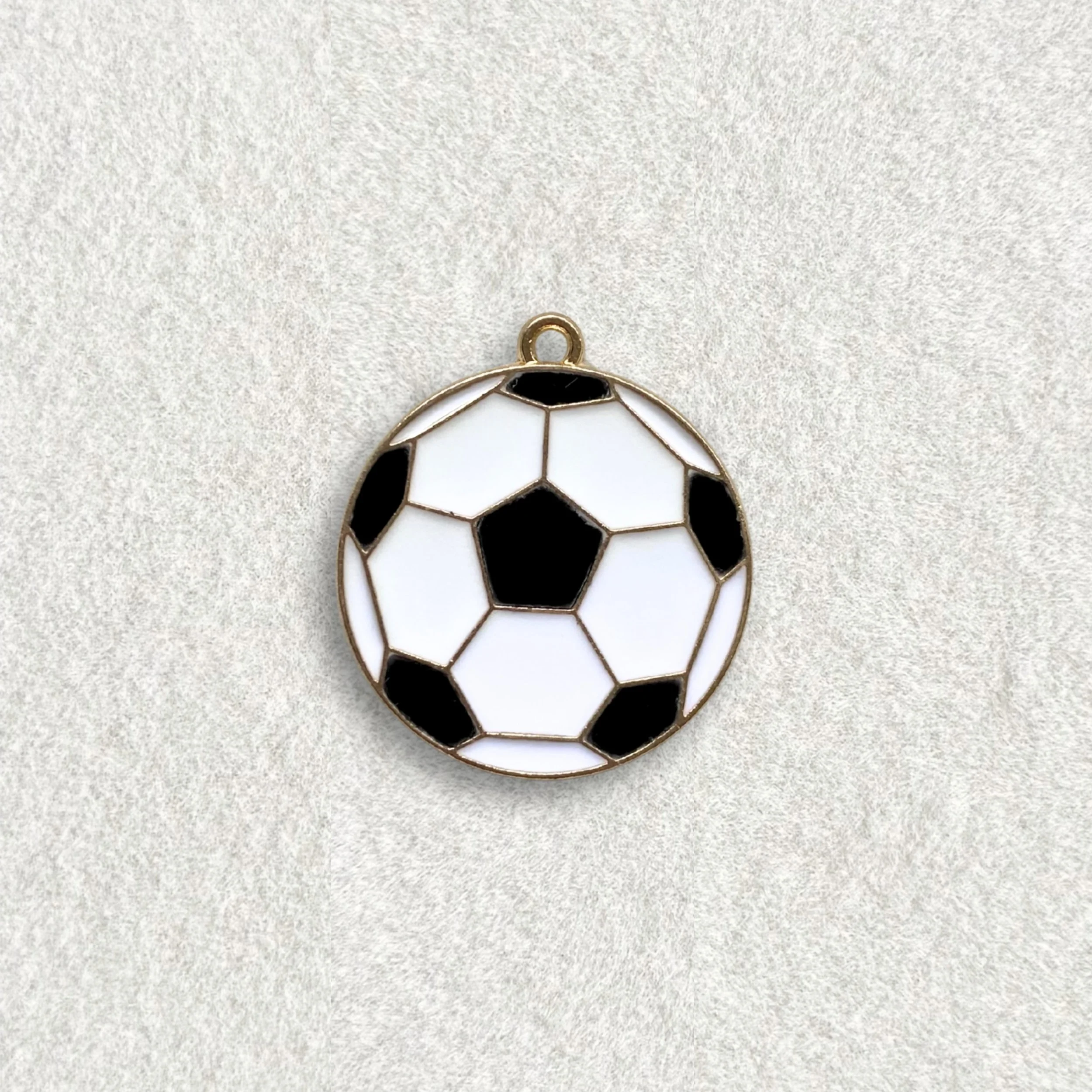 B&W Soccer Enamel Charm