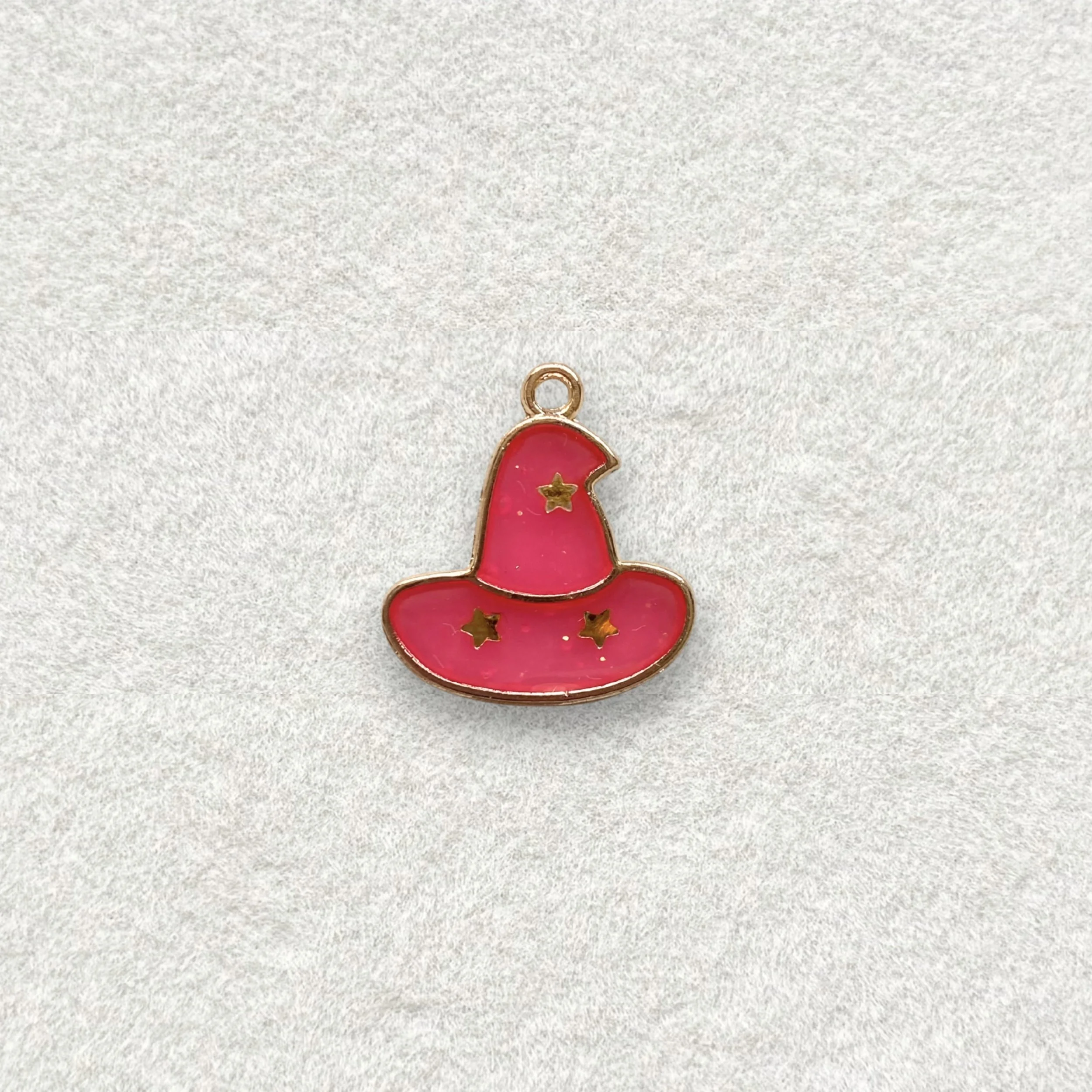 Sparkling Pink Witch Hat Charm