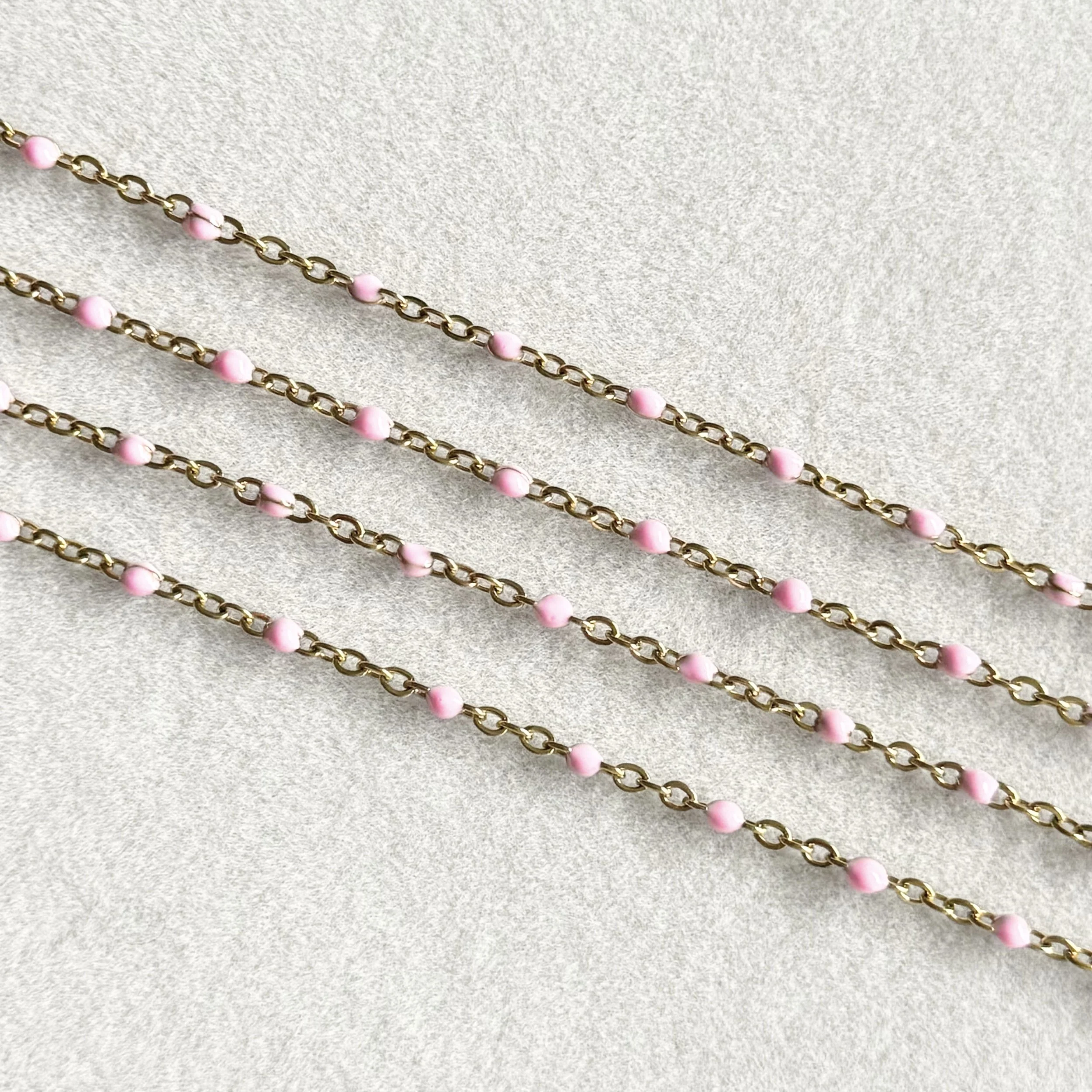 18K Pink Enamel Cable Chain Bracelet