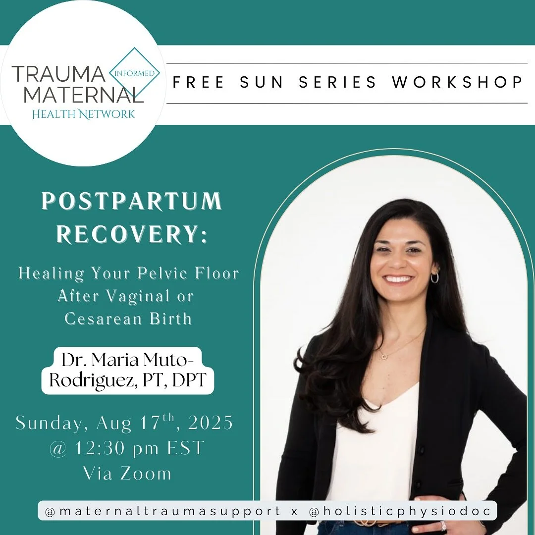 Mark your calendars for this Thursday at 12:30 PM EST for an all you need to know workshop on Healing Your Pelvic Floor
After Vaginal or Cesarean Birth by expert-led Dr. Maria Dr. Maria Muto-Rodriguez, PT, DPT.

Dr. Maria is a Doctor of Physical
Ther