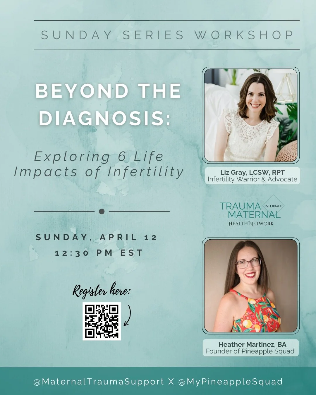 TOMORROW!! Beyond the Diagnosis: Exploring 6 Life Impacts of Infertility 🤍

This April, in honor of Infertility Awareness Month, join us for a trauma-informed workshop to explore the broader effects of infertility, connect, and learn practical ways 