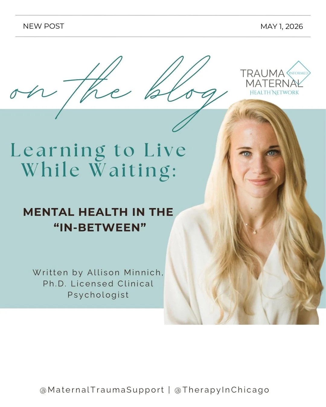 ✨ Highlighting a new blog post we&rsquo;re excited about!

A little past Infertility Awareness Month, but these experiences don&rsquo;t stay contained to a calendar.

Learning to Live While Waiting: Mental Health in the &ldquo;In-Between&rdquo; by Dr