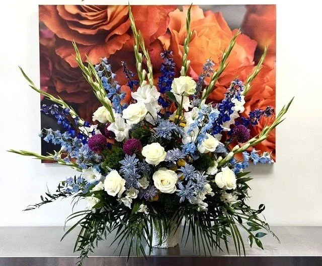 blue & white with a touch of purple