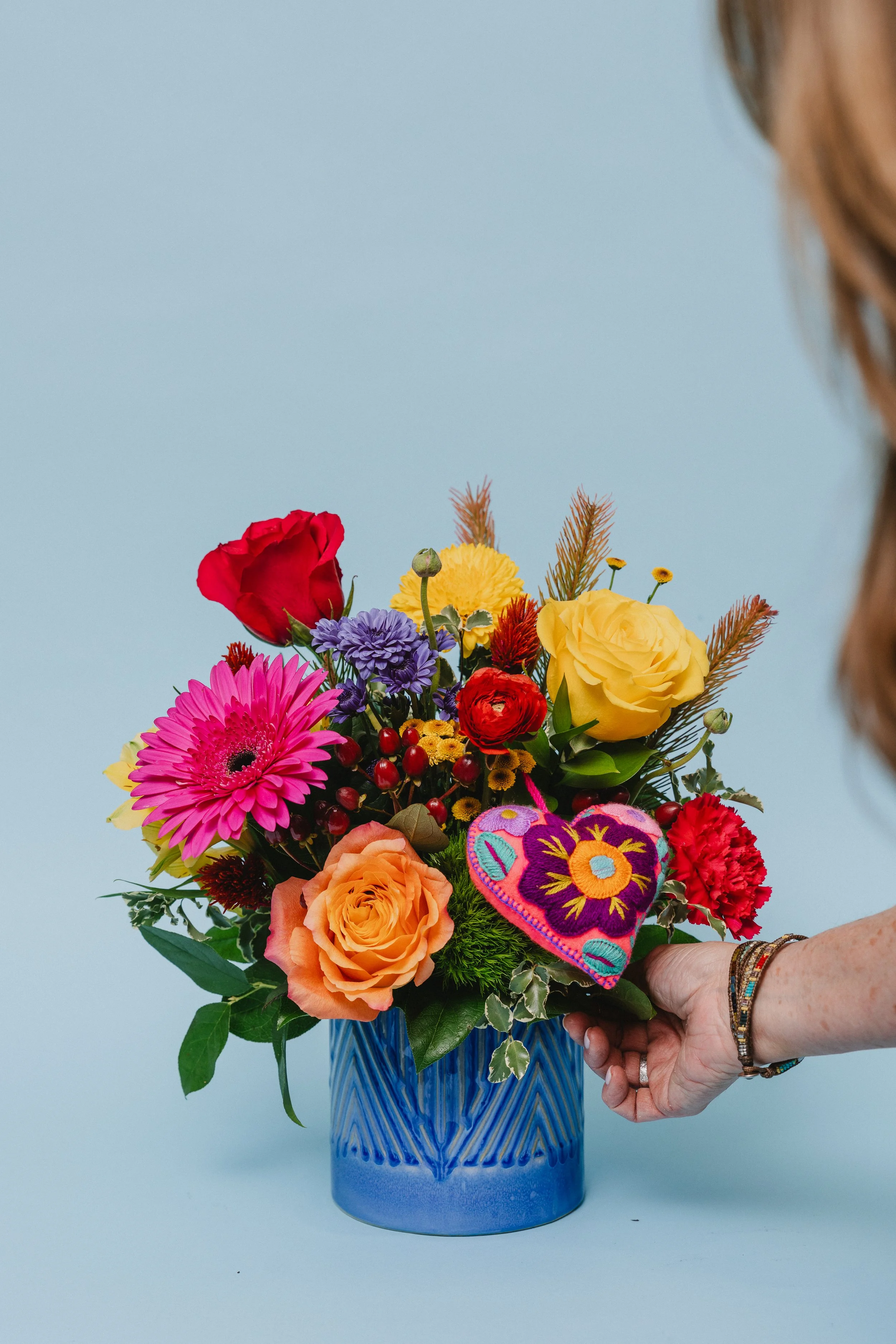 bright mix with felt heart
