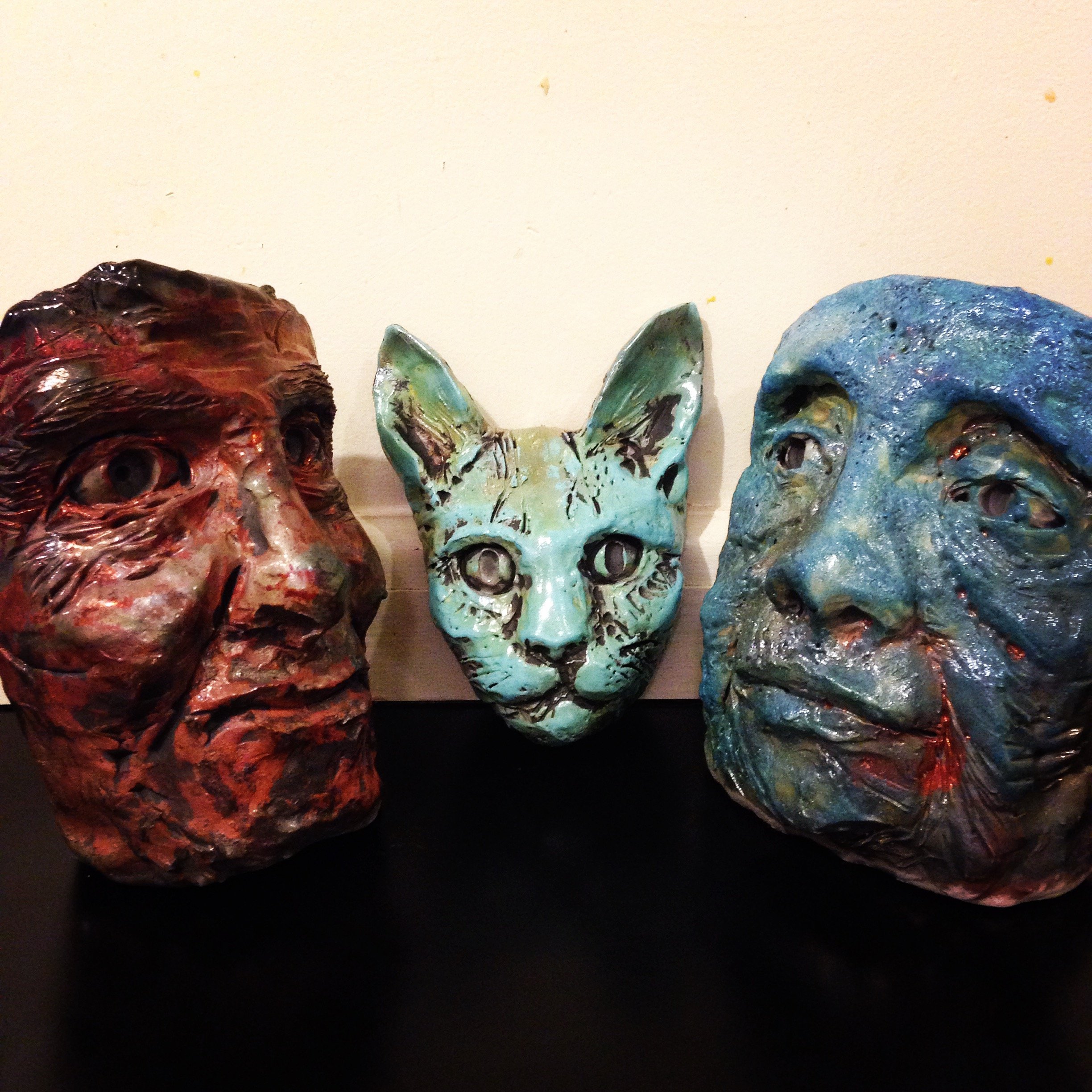 Raku fired faces