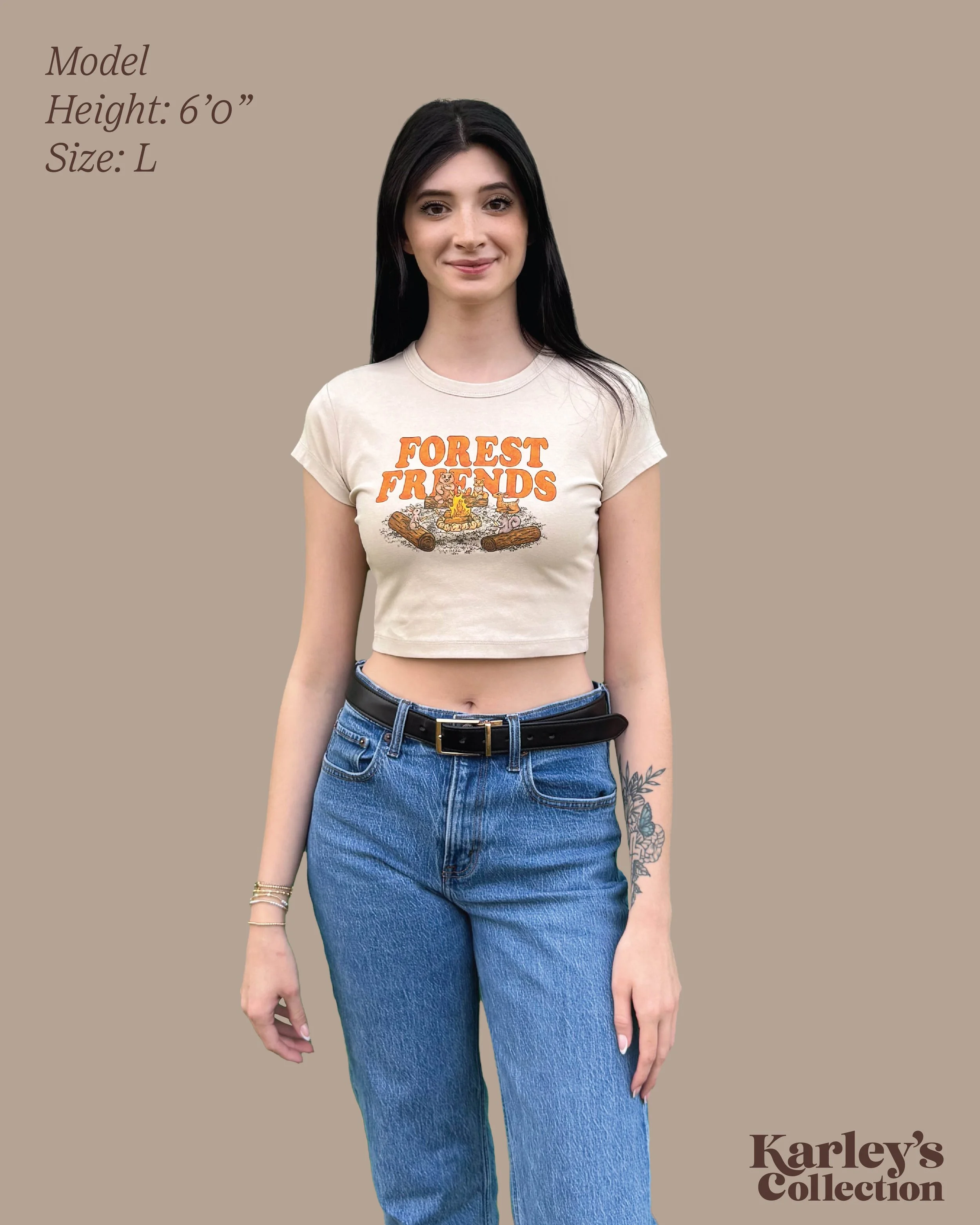 Forest Friends Design on Cropped Tee