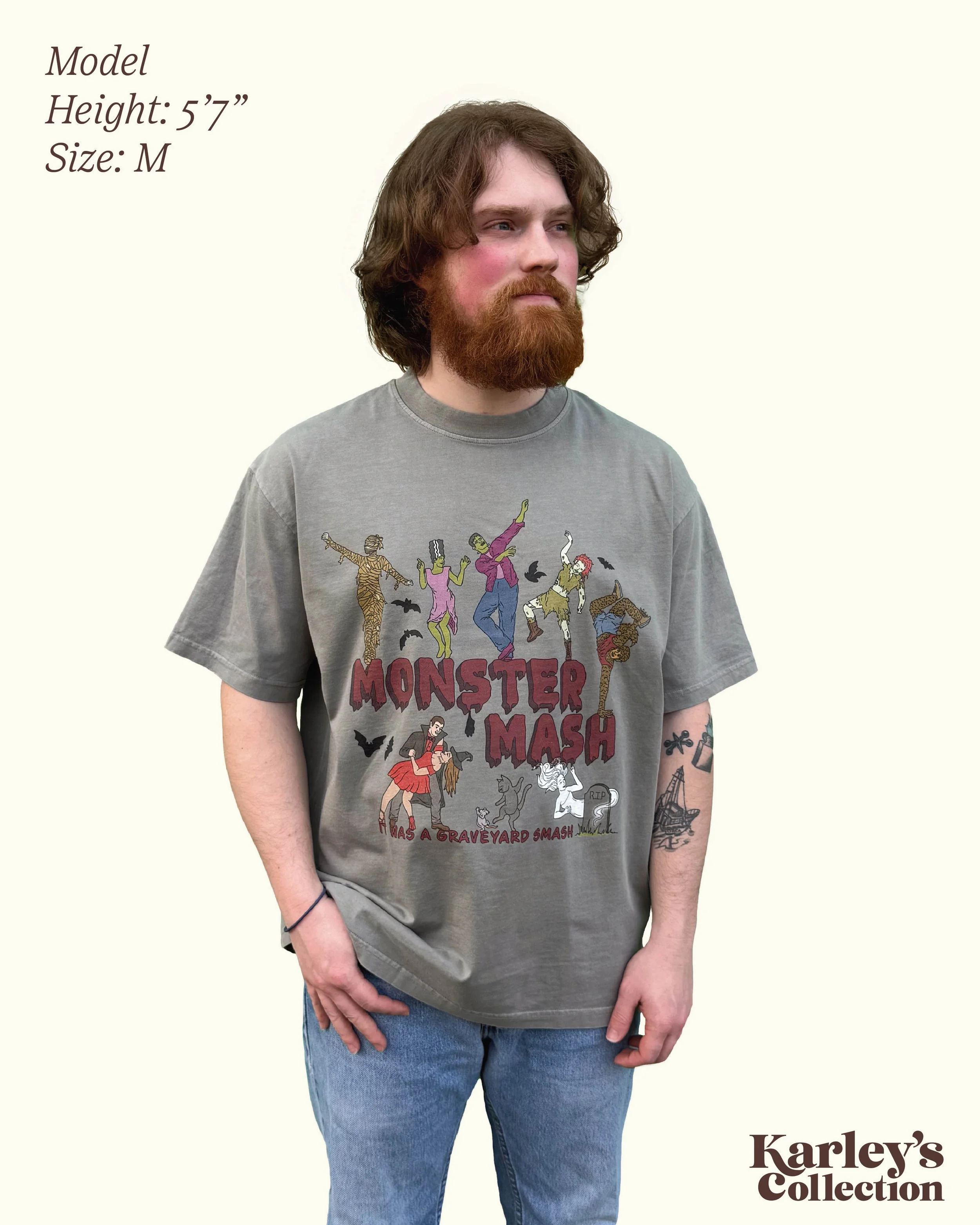 Monster Mash design on Oversized T-shirt