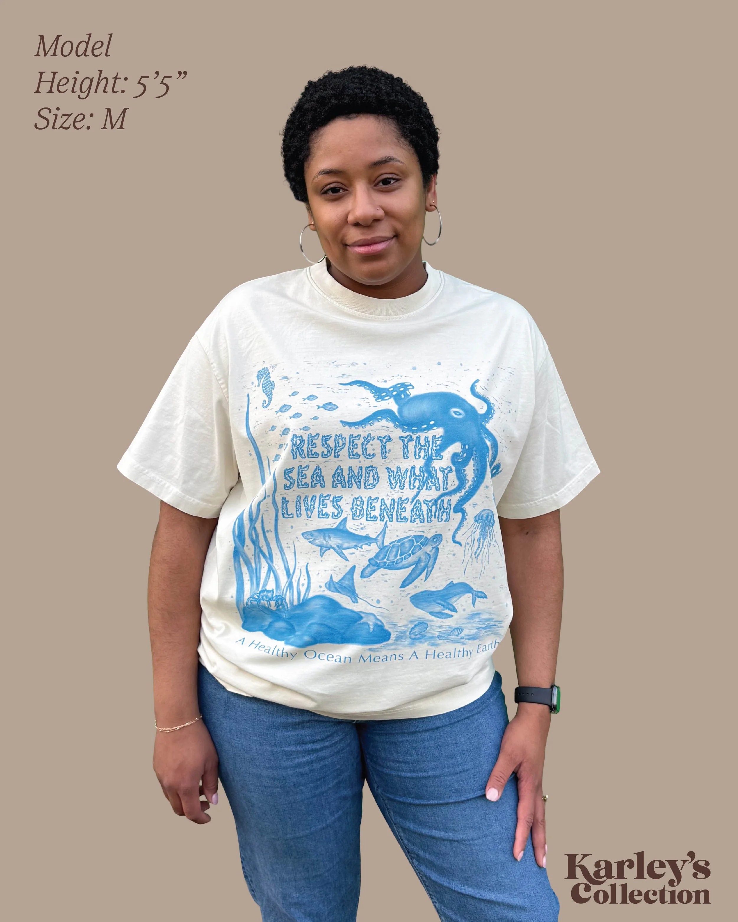 Respect The Sea And What Lives Beneath Design on Oversized T-shirt