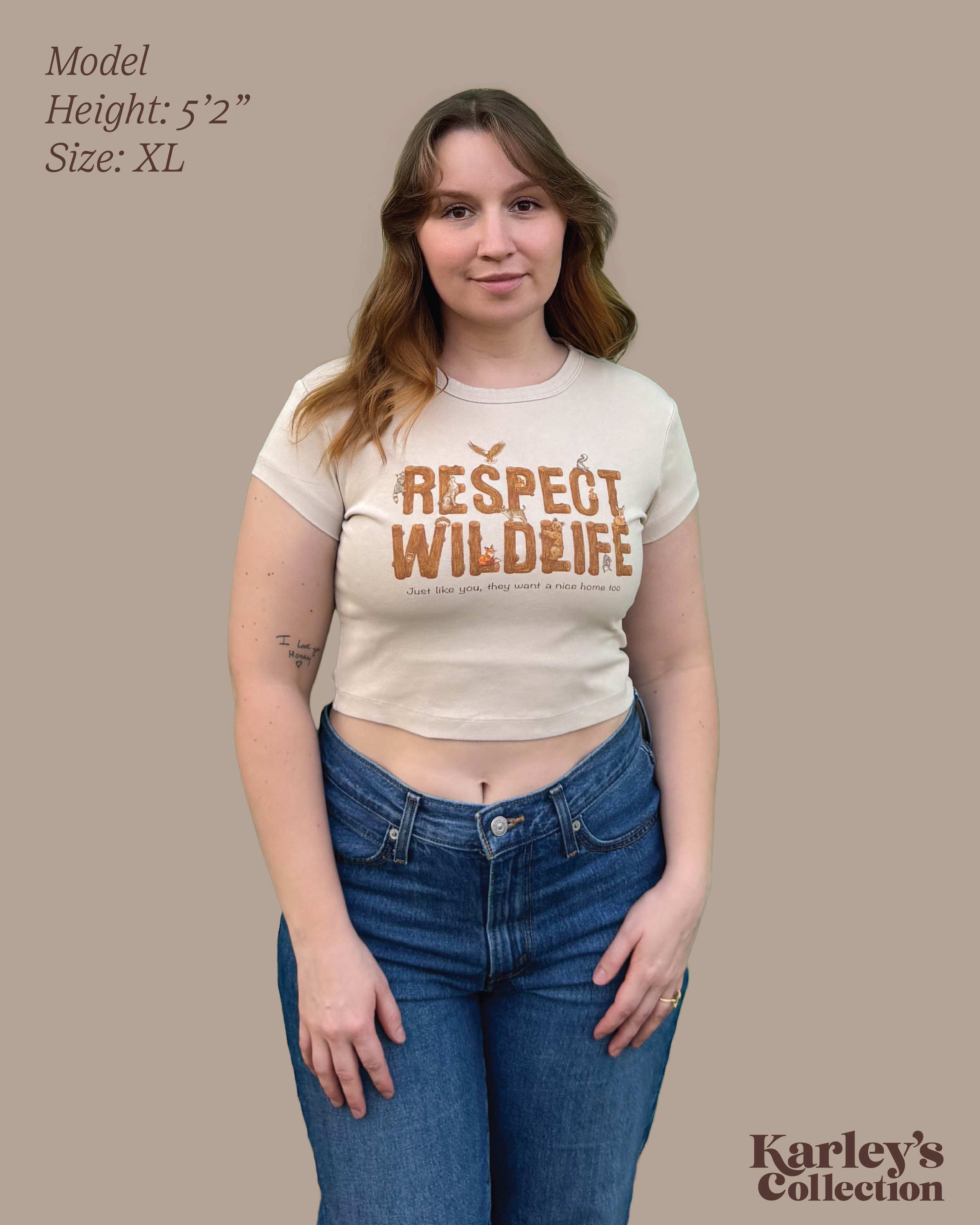 Respect Wildlife Design on Cropped Tee