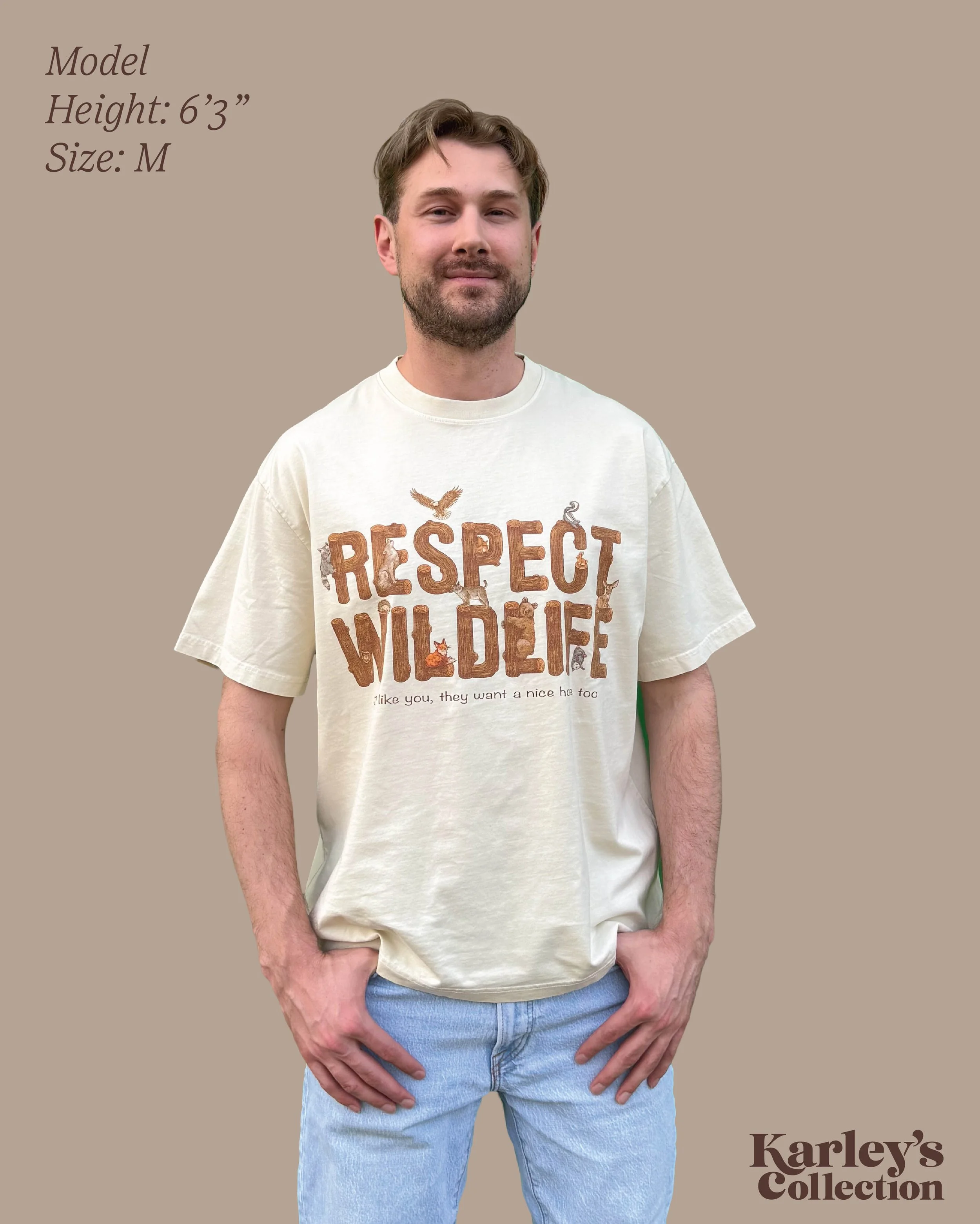 Respect Wildlife Design on Oversized T-shirt