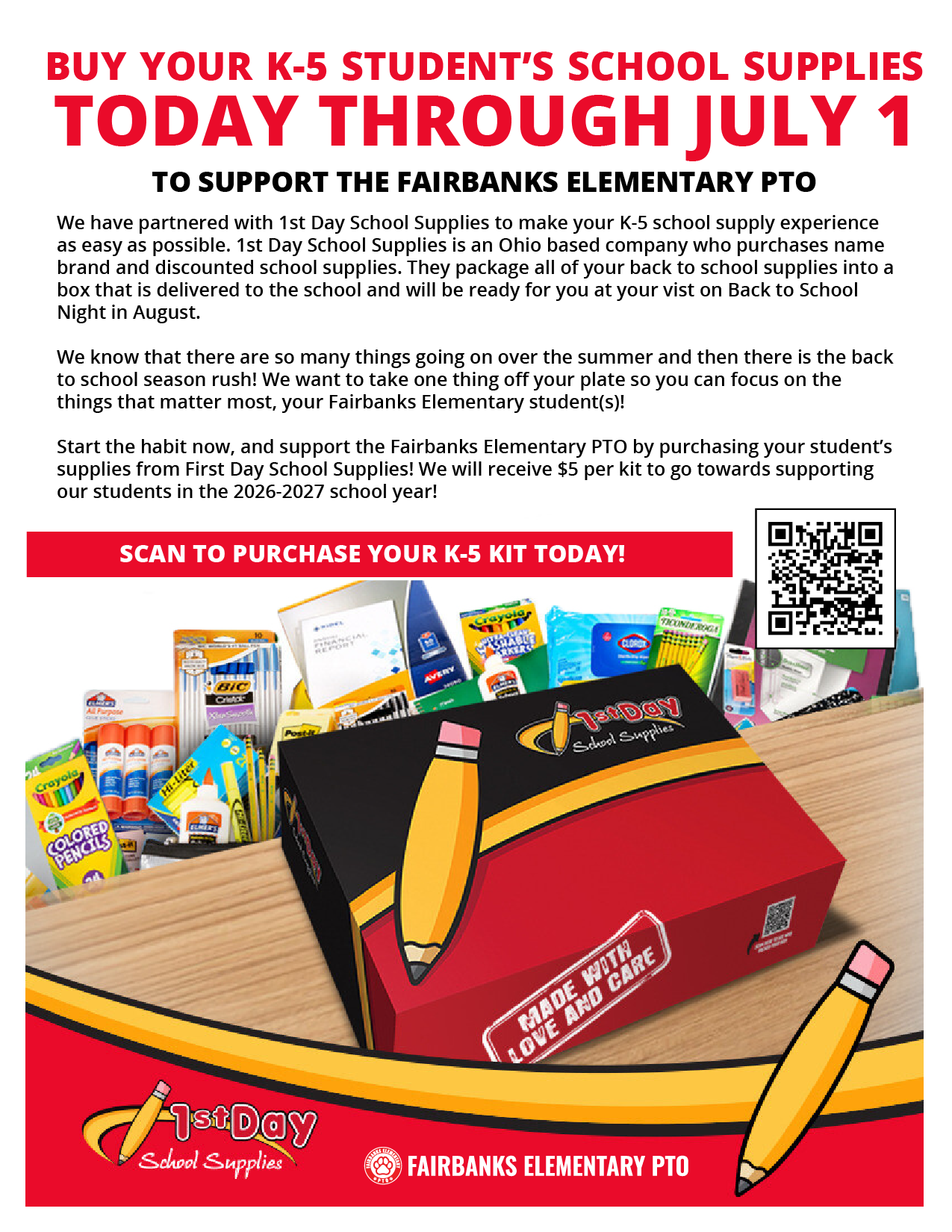 Stock Up Now &amp; Enjoy Your Summer — Fairbanks ELEMENTARY PTO Has Your School Supplies Covered!