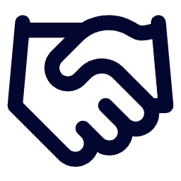 Outline of two hands shaking.