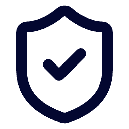 A shield icon with a checkmark inside, representing protection or security.