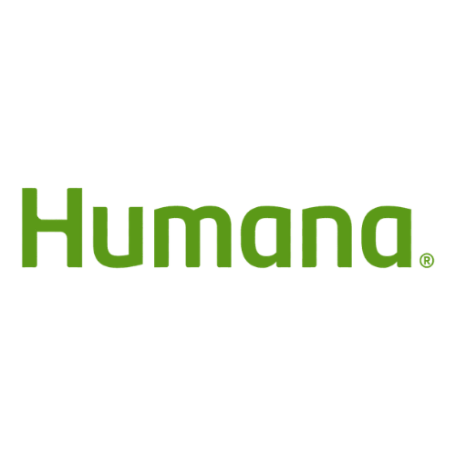 Humana logo in black and green text on a black background.