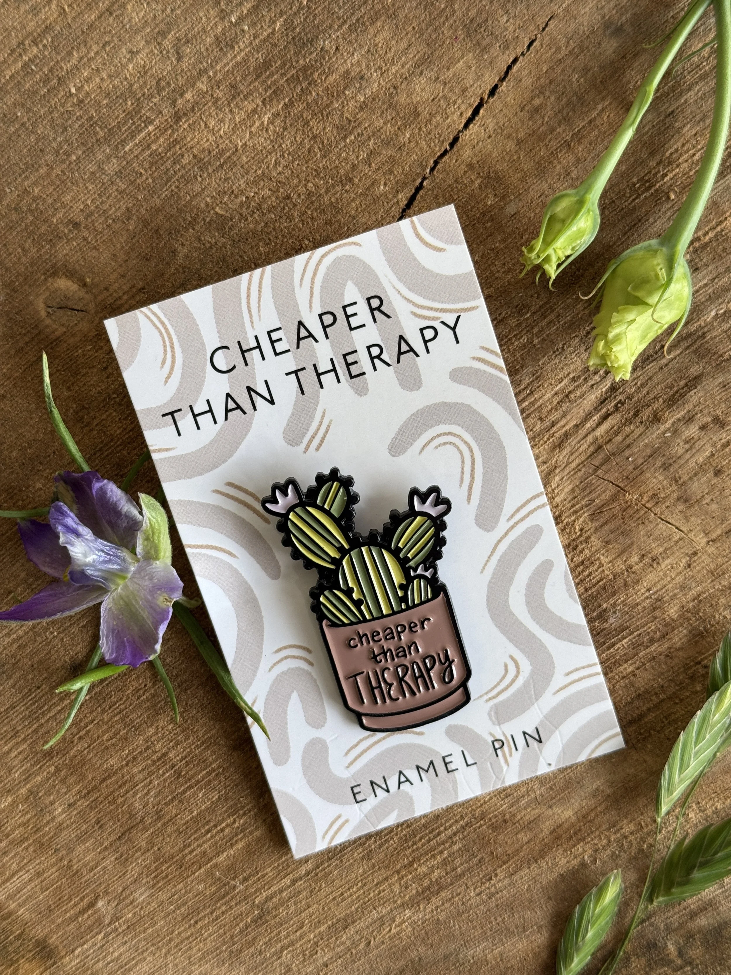 Cheaper Than Therapy Enamel Pin