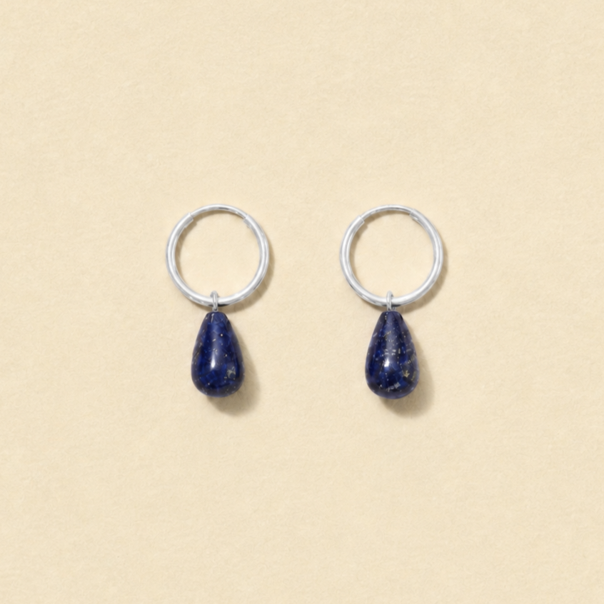 tteradrop hoops lapis silver