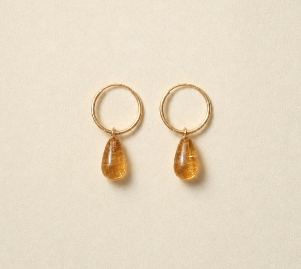 teardrop hoops citrine gold