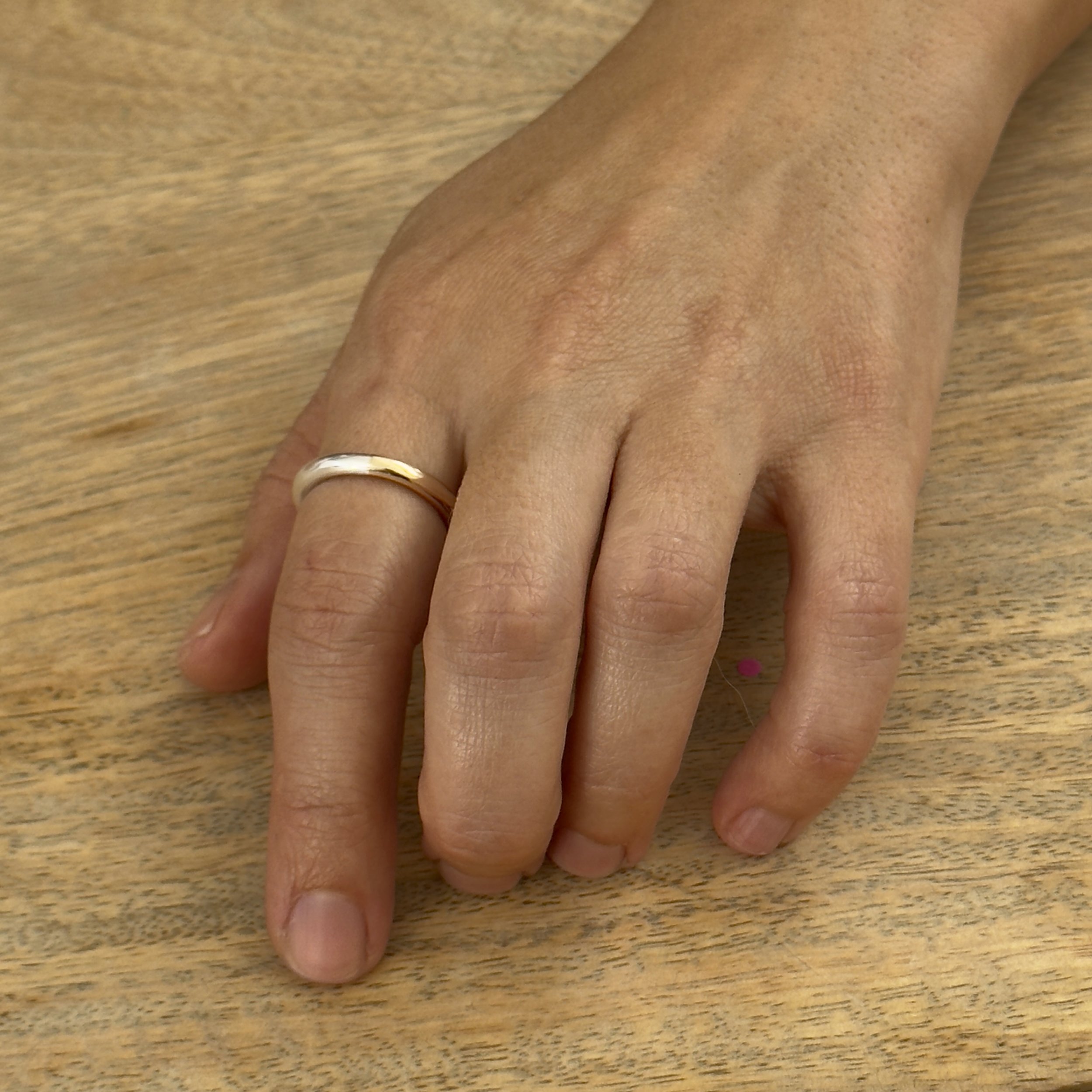 two tone metal silver gold chunky band